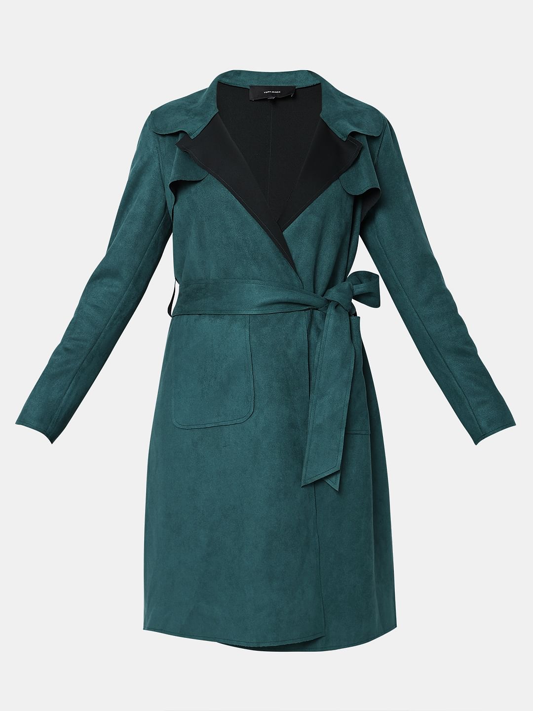 Green Faux Suede Long Jacket