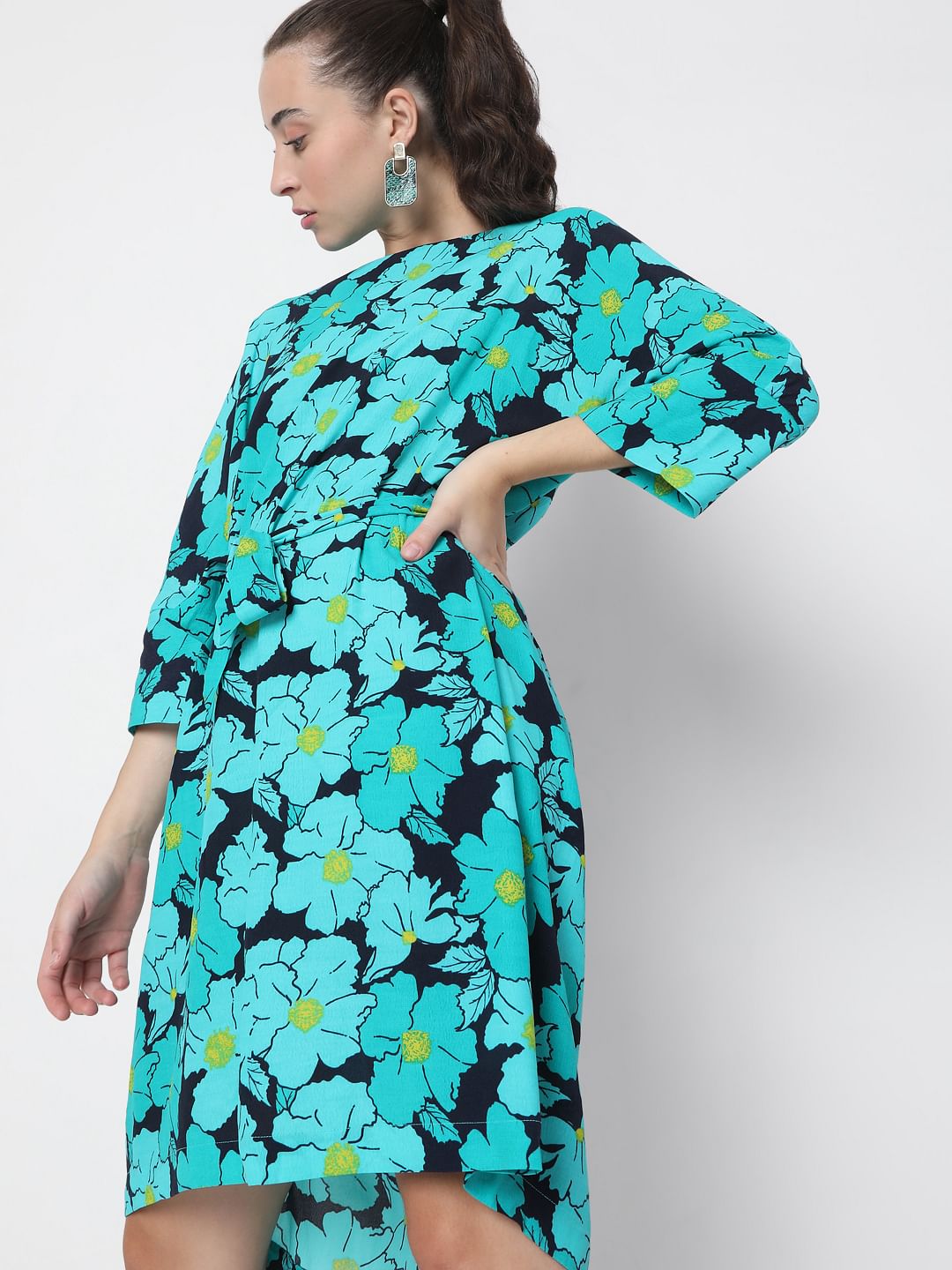 Green Floral Fit & Flare Dress