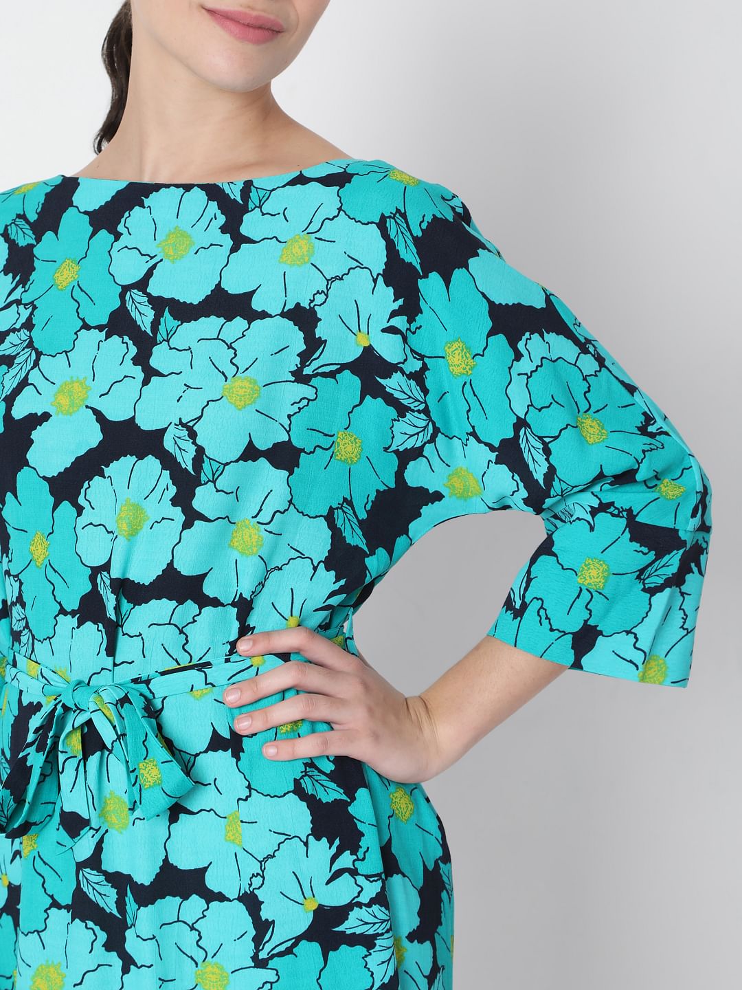 Green Floral Fit & Flare Dress