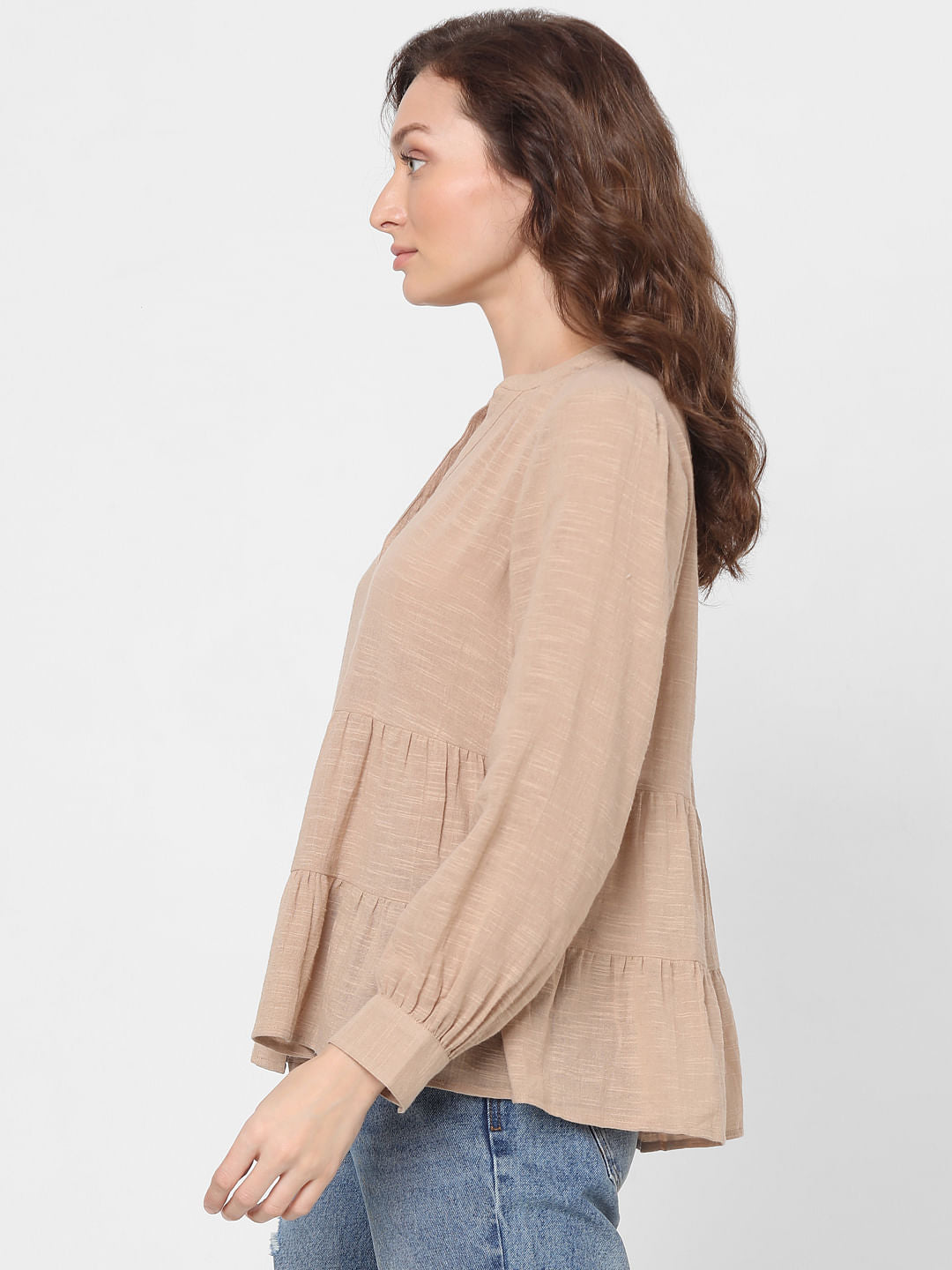 Beige Peplum Top