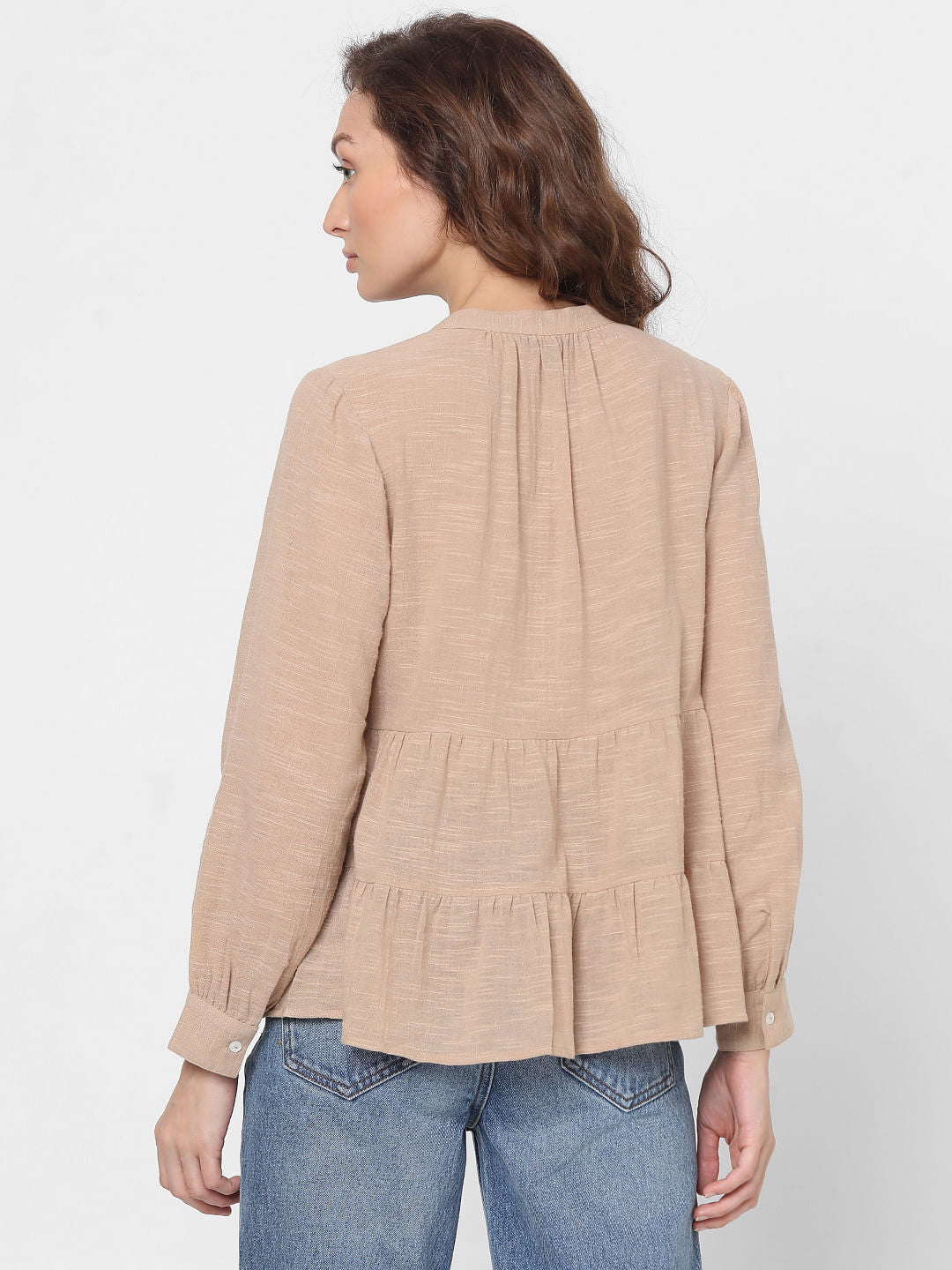 Beige Peplum Top