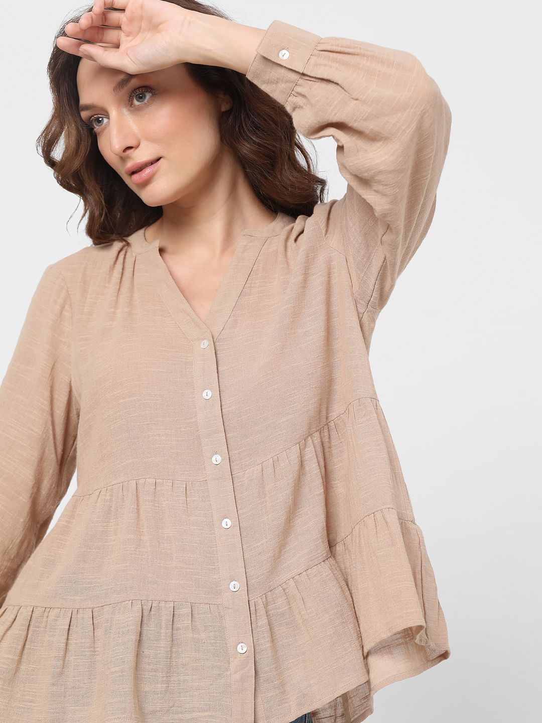 Beige Peplum Top