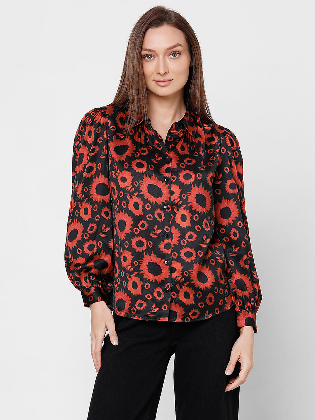 Burnt Orange Floral Shirt