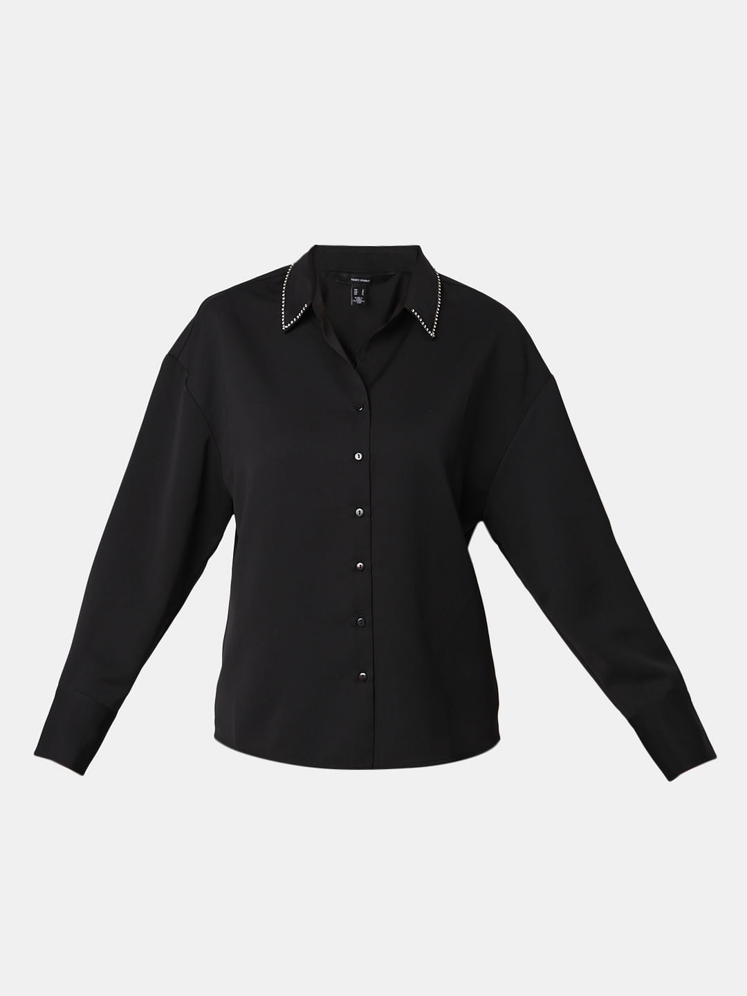 Black Studded Collar Shirt