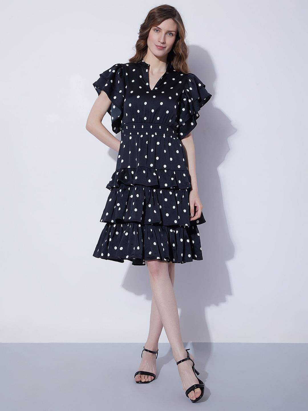Black Polka Dot Tiered Dress
