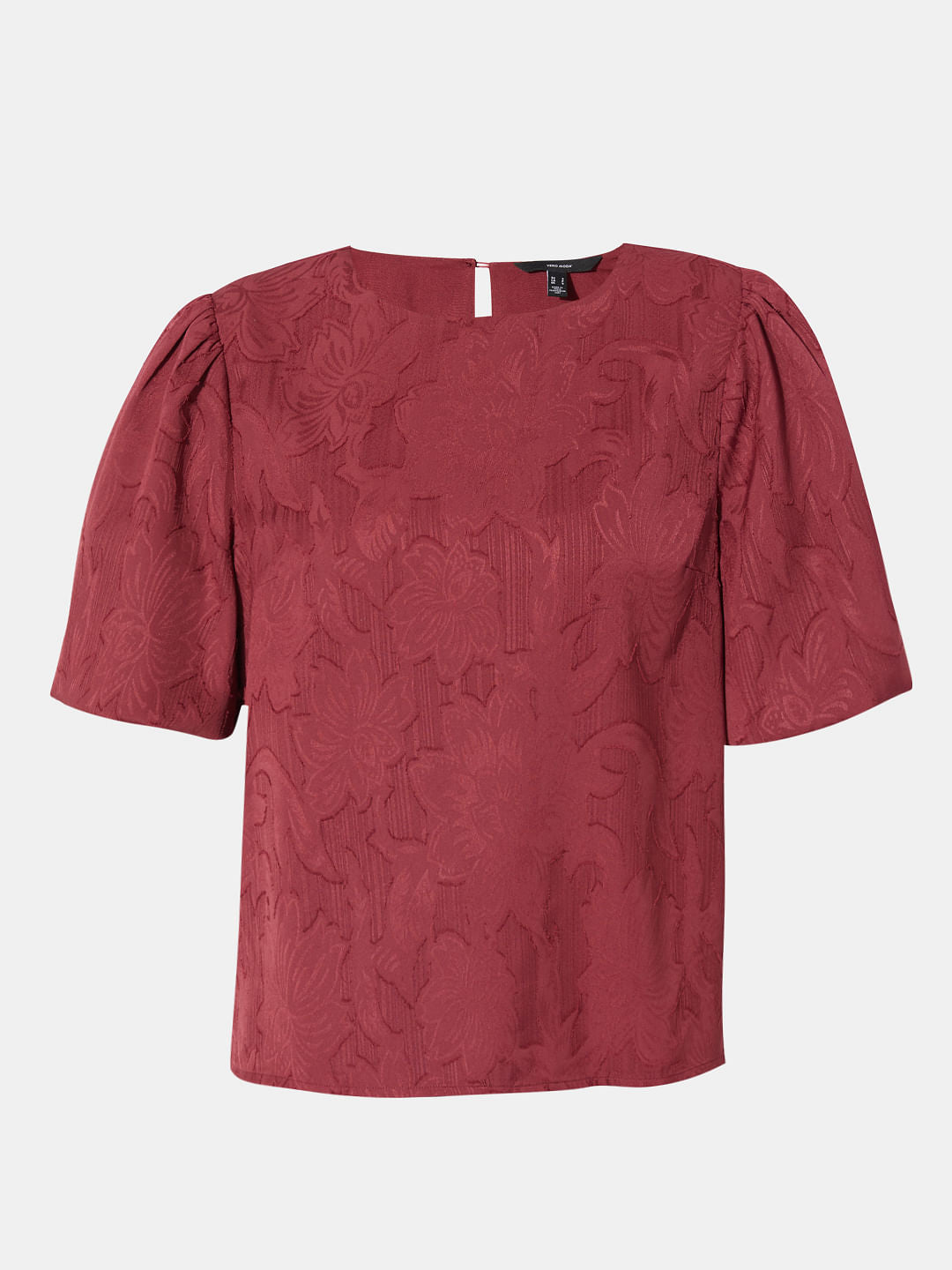 Maroon Floral Textured Top