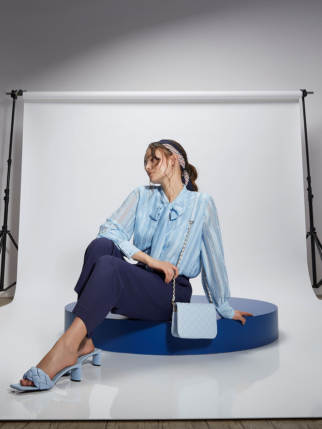 Light Blue Striped Top