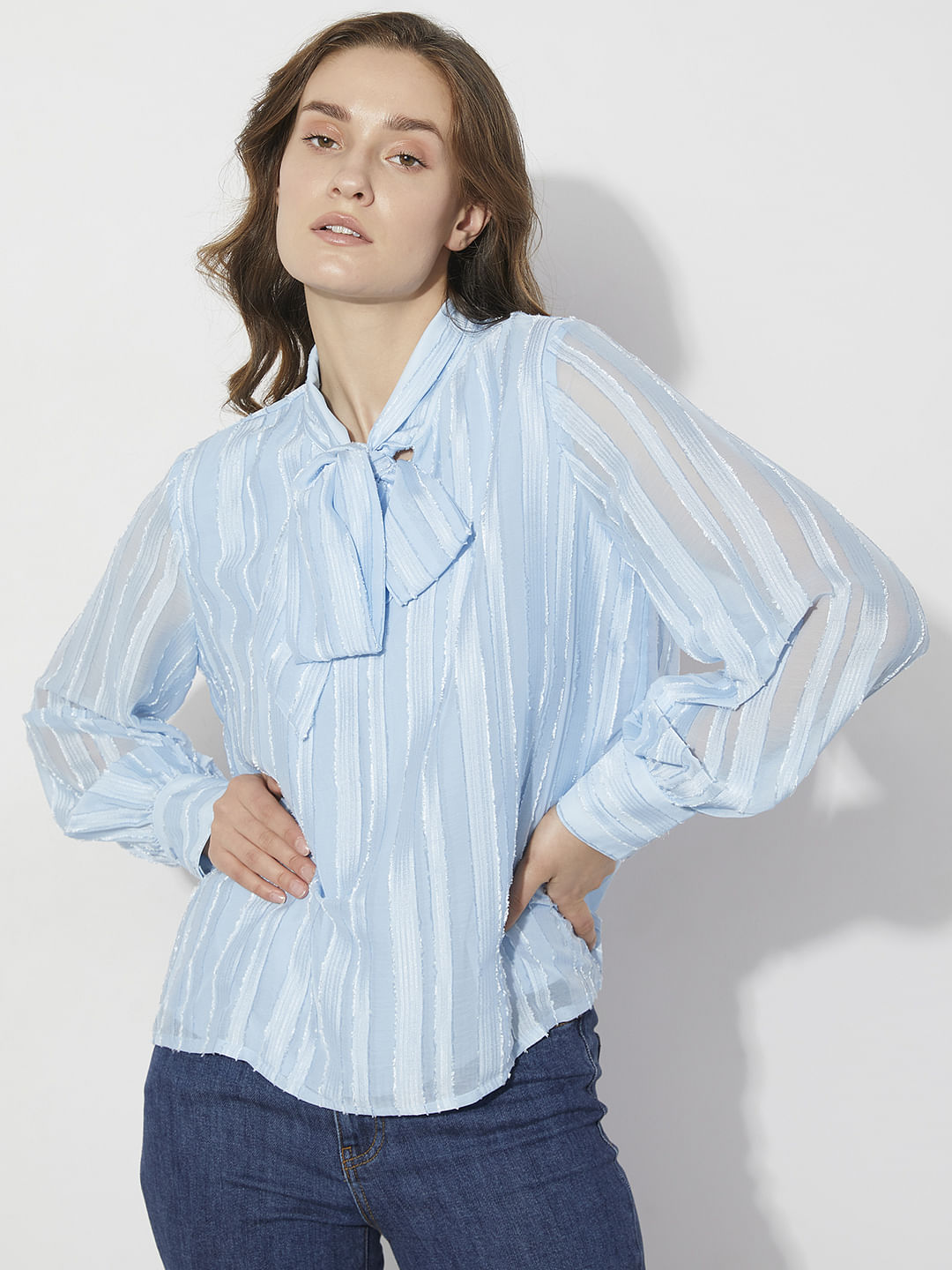 Light Blue Striped Top