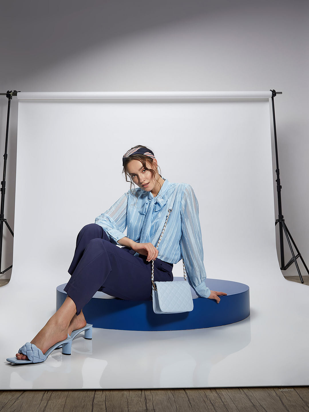 Light Blue Striped Top