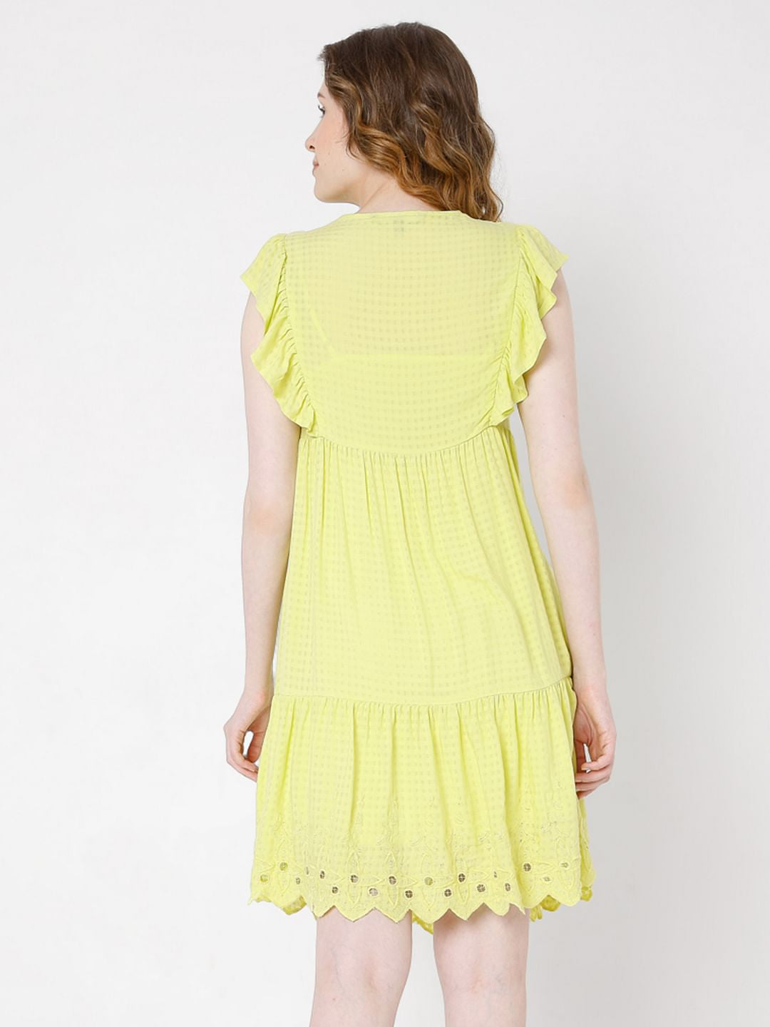 Yellow Schiffli Dress