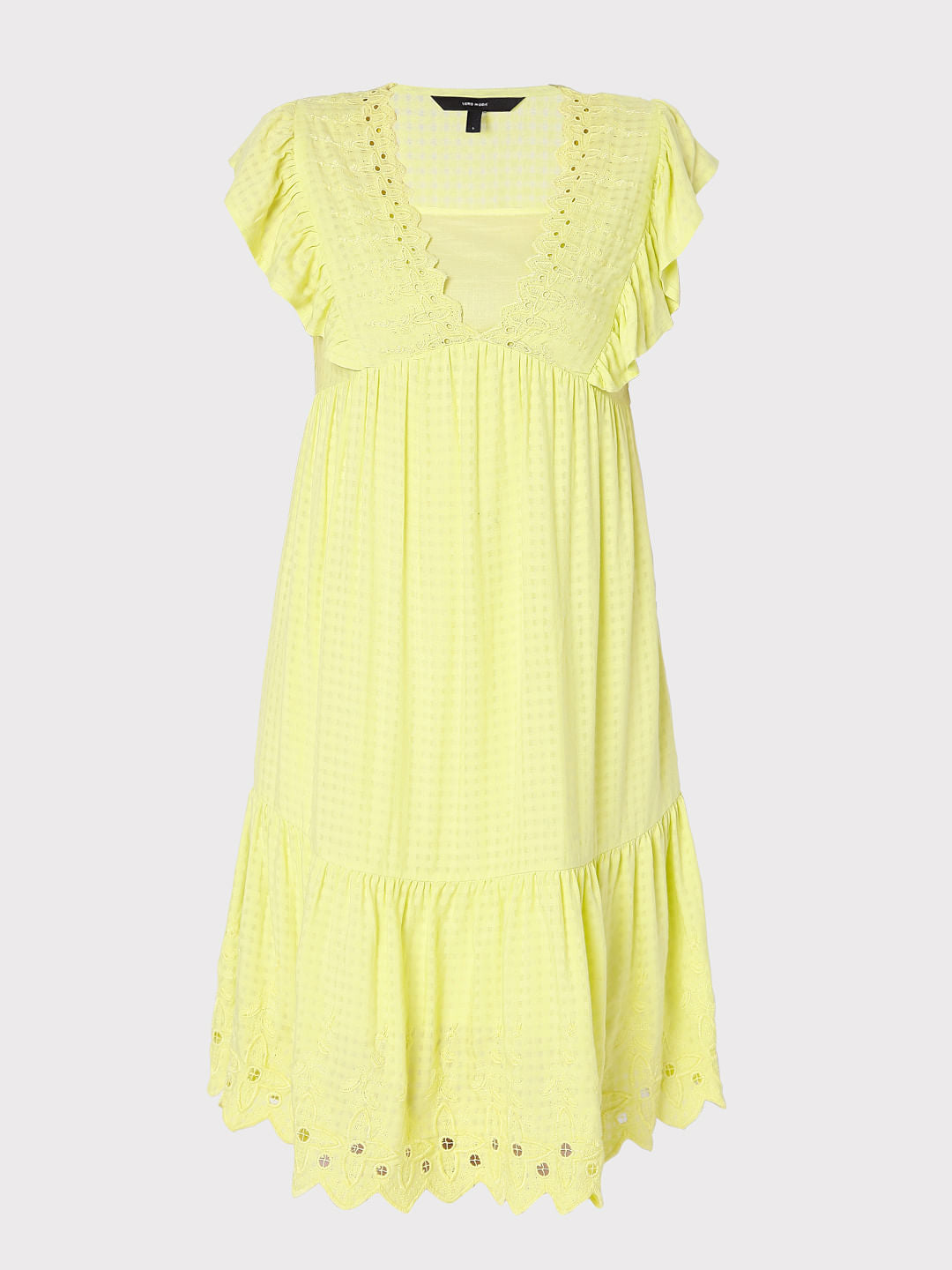 Yellow Schiffli Dress