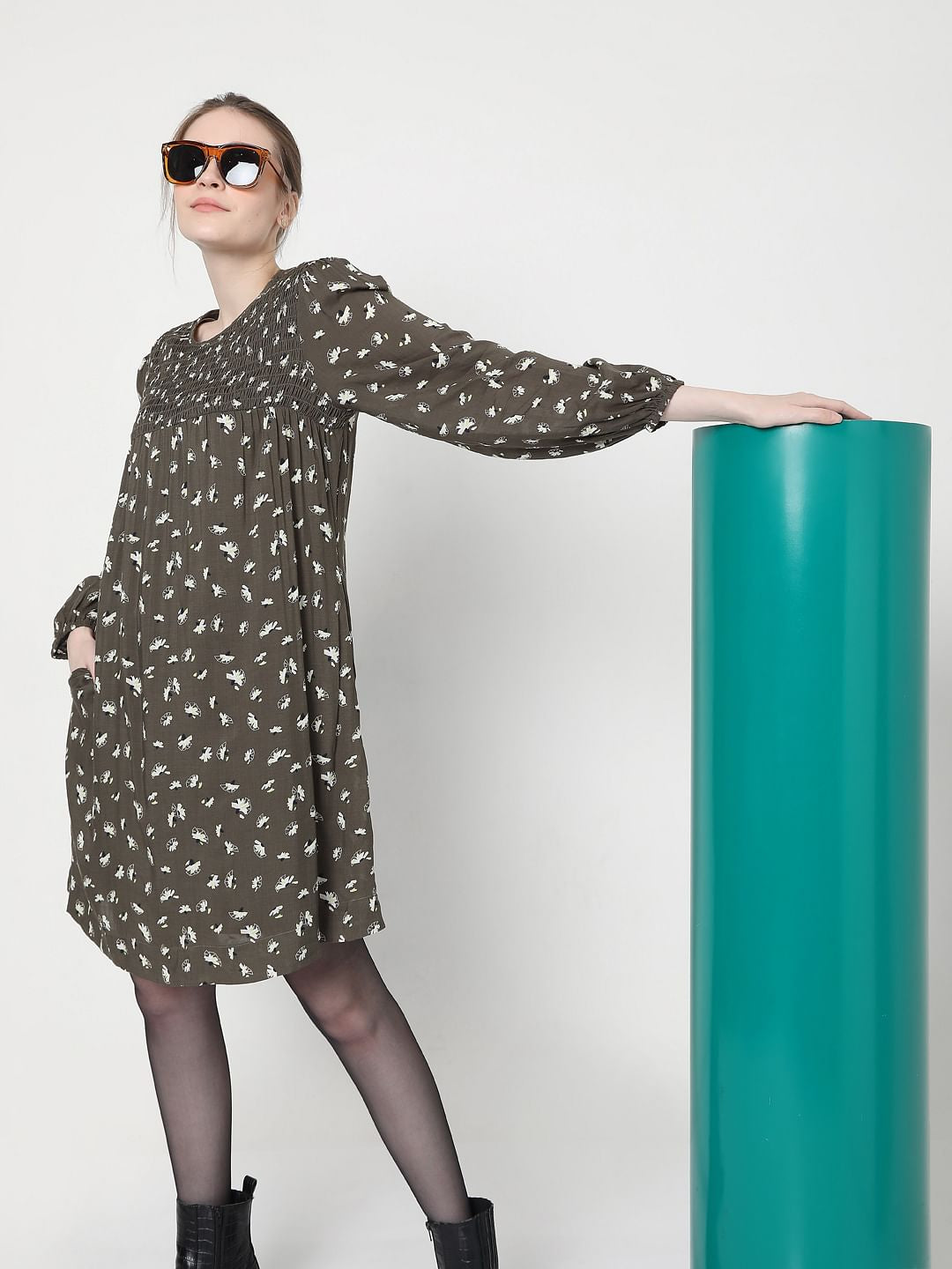 Green Floral Shift Dress