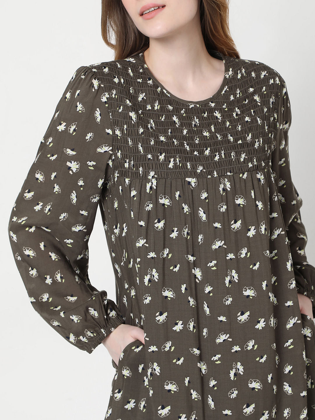 Green Floral Shift Dress