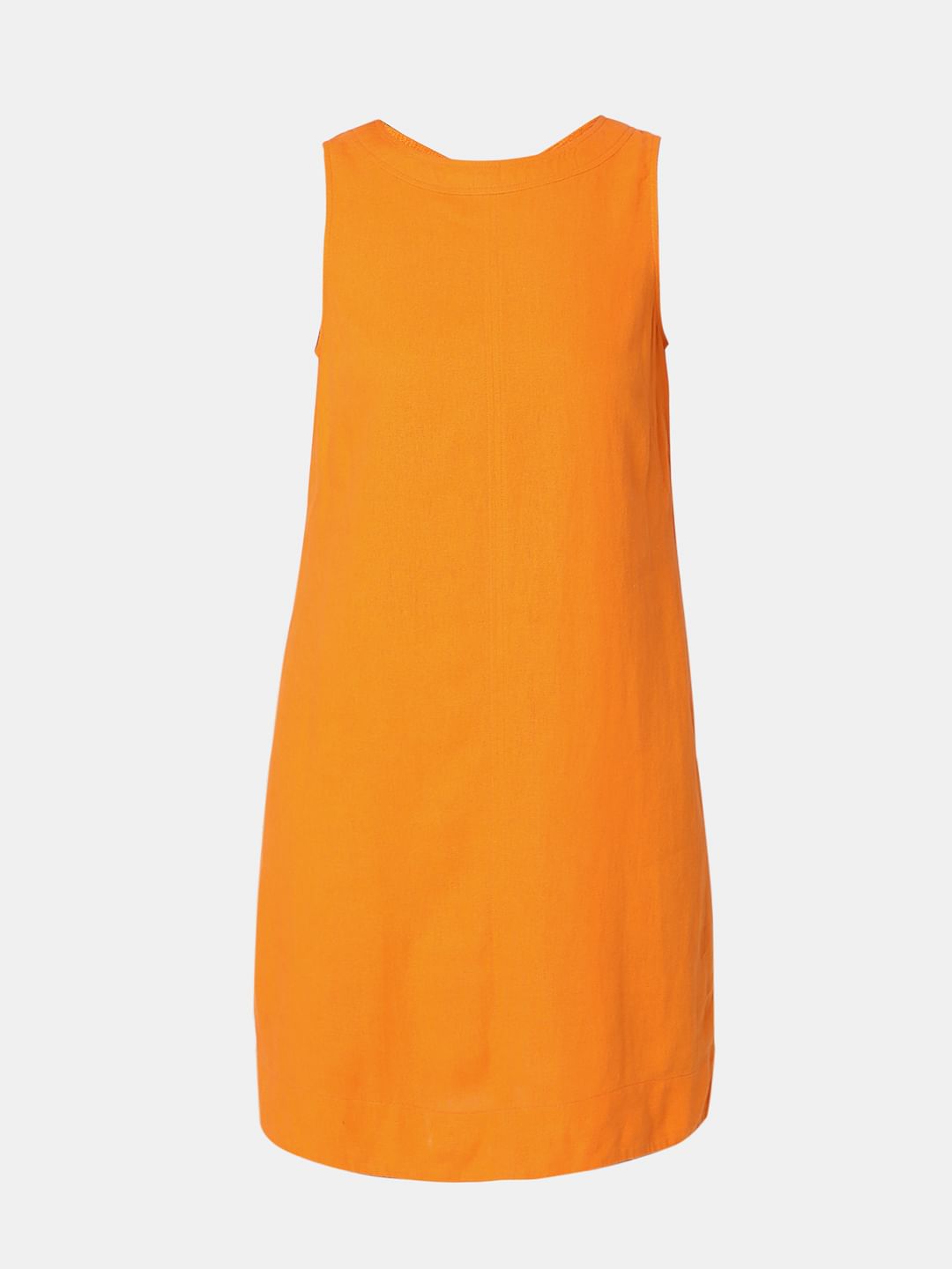 Orange Linen Shift Dress