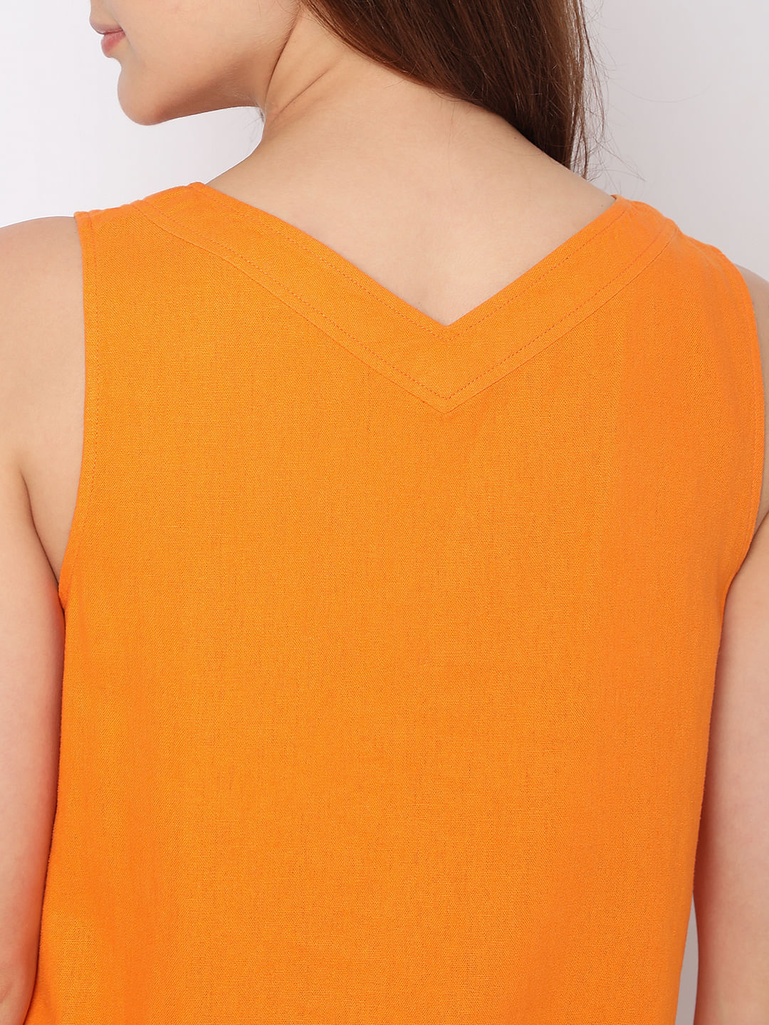 Orange Linen Shift Dress