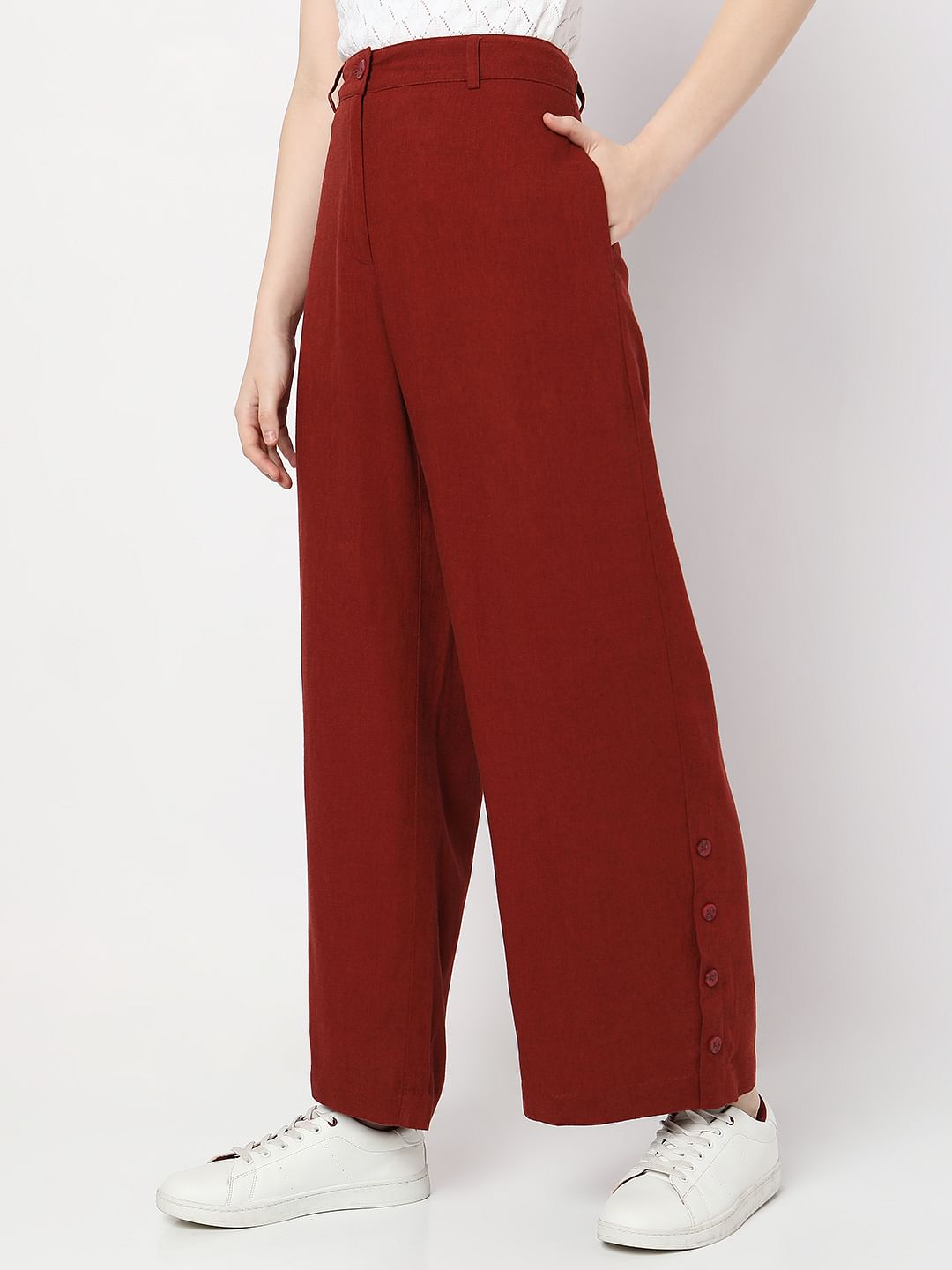 Red High Rise Pants