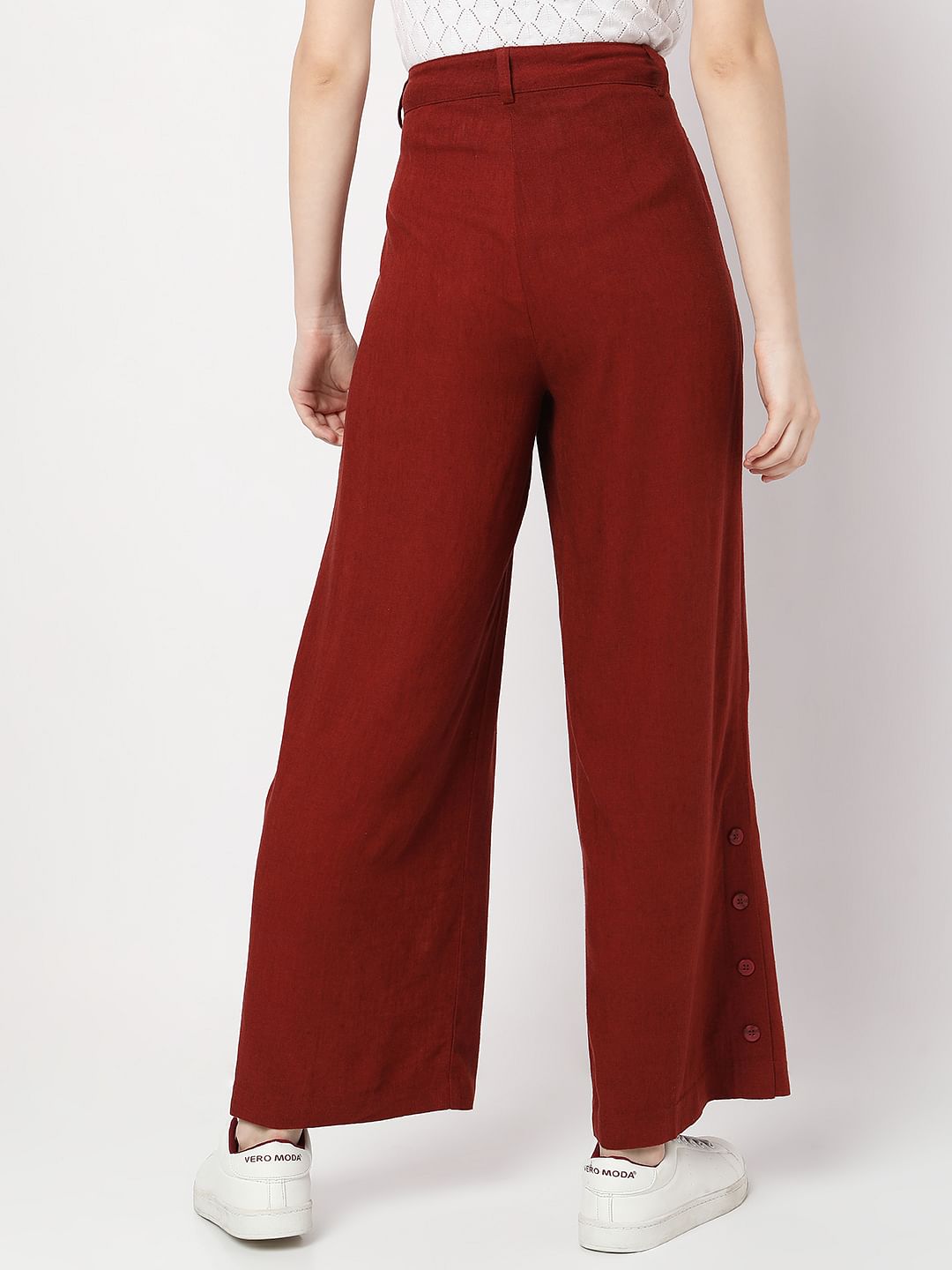Red High Rise Pants