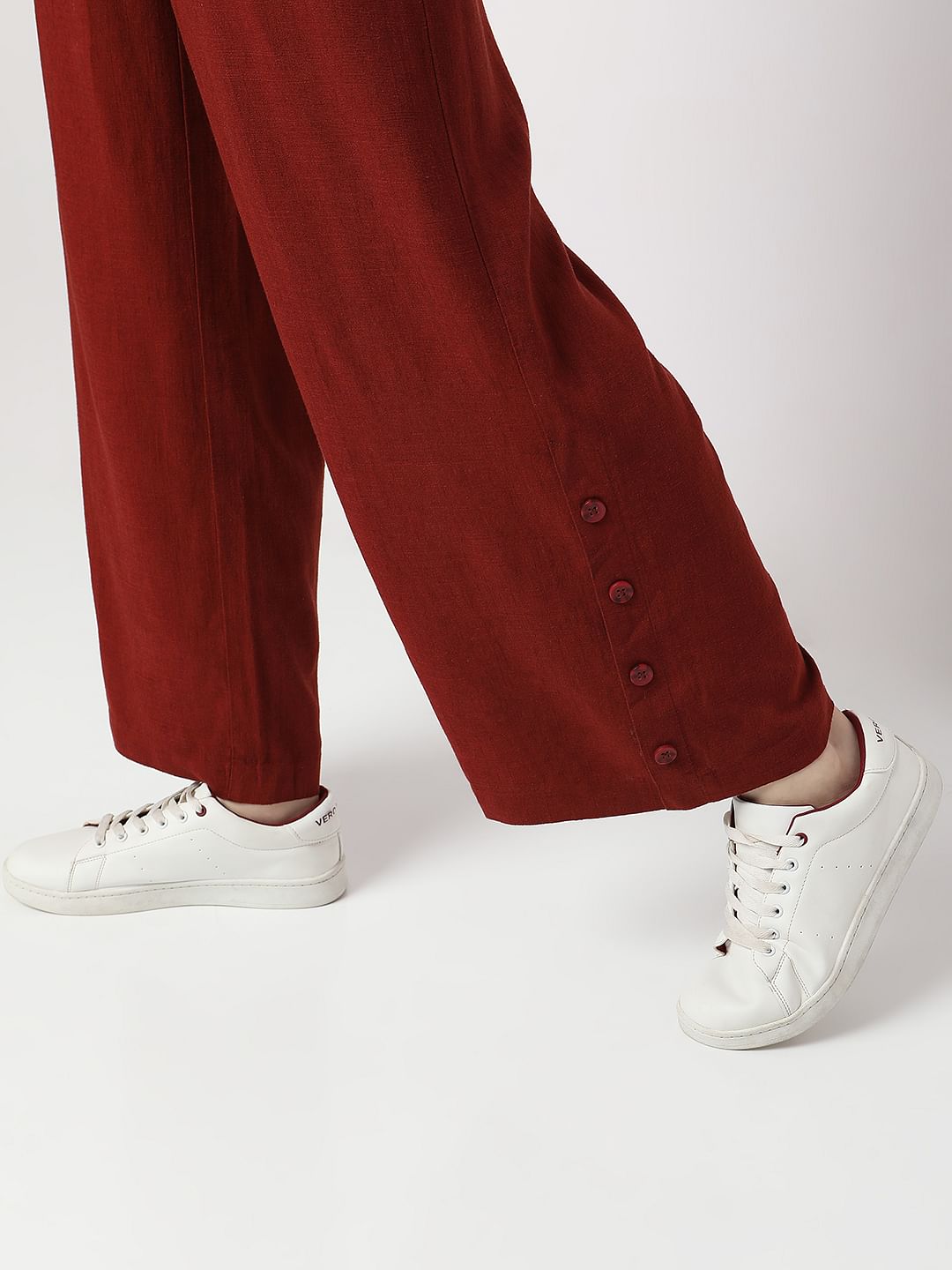 Red High Rise Pants