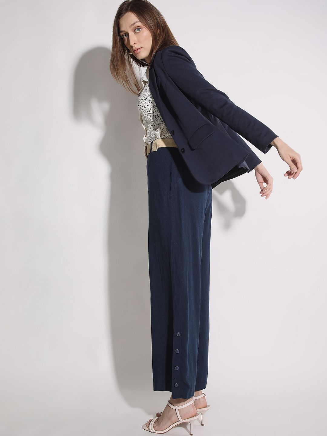 Navy Blue High Rise Pants