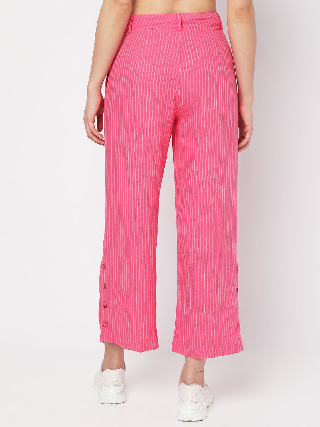 Pink High Rise Striped Pants