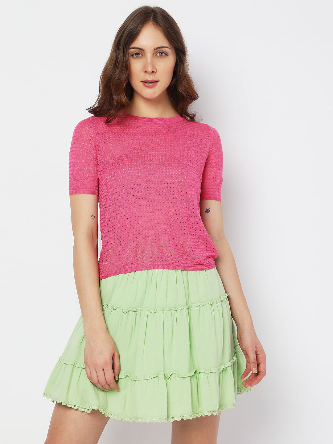 Pink Textured Knit Top