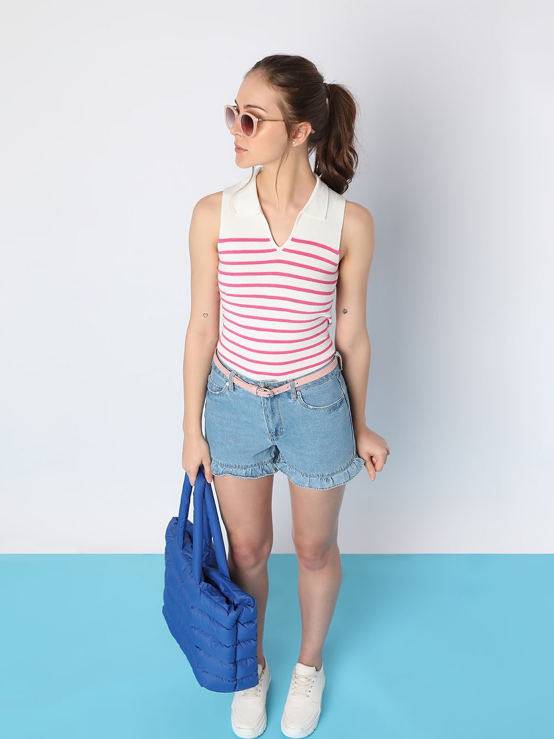 Pink Striped Knit Top