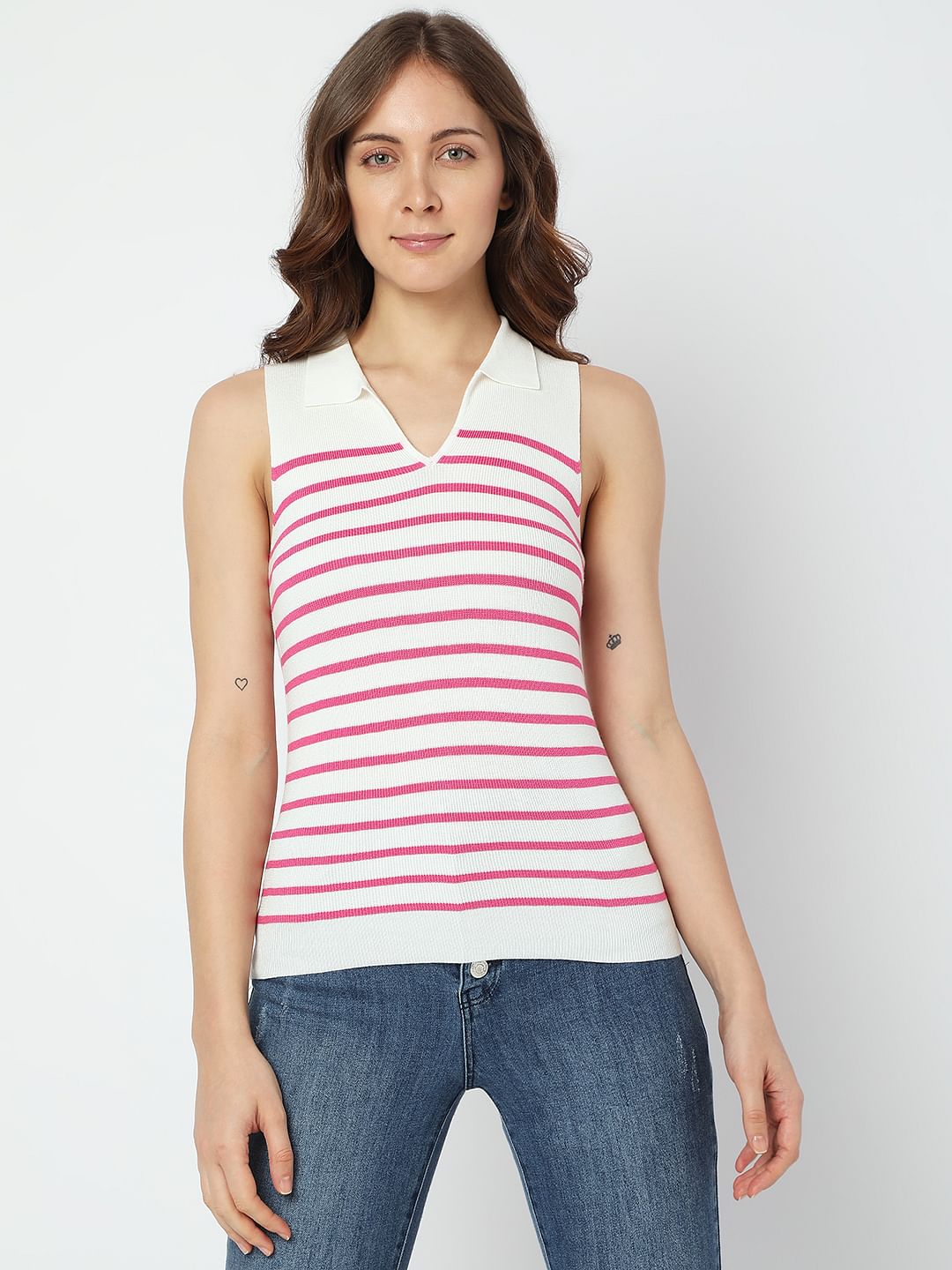 Pink Striped Knit Top