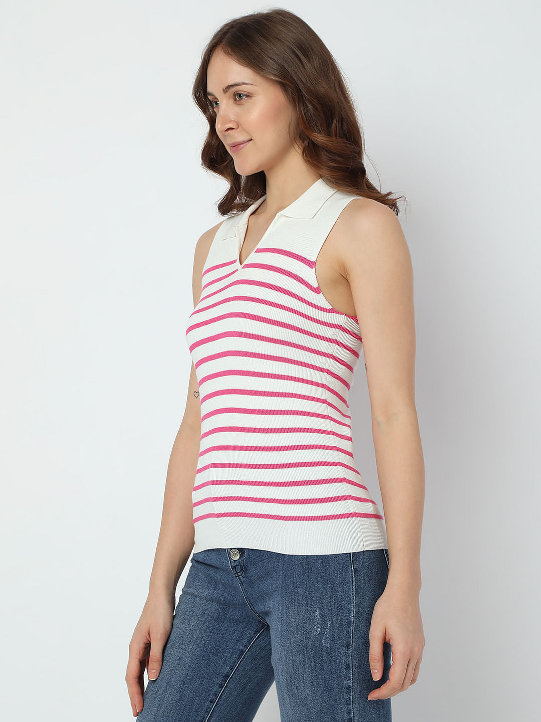 Pink Striped Knit Top