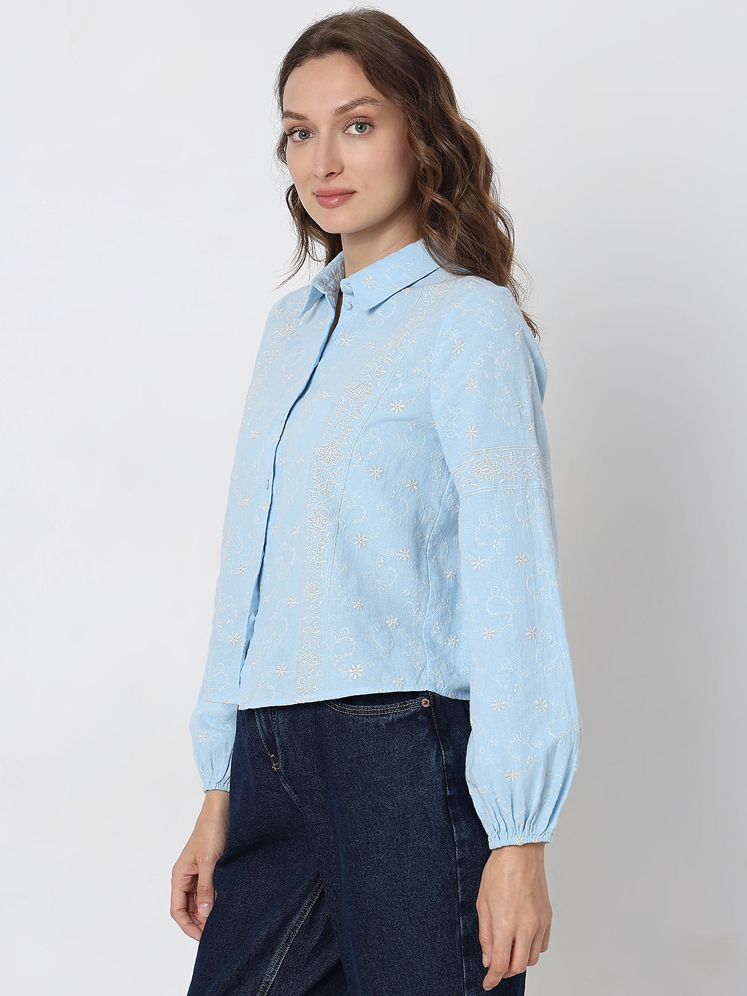 Light Blue Embroidered Shirt