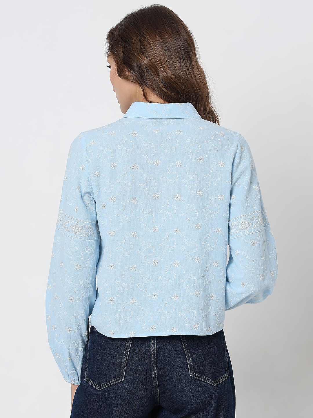 Light Blue Embroidered Shirt