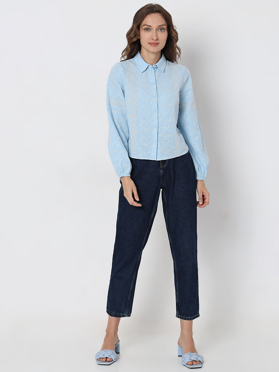 Light Blue Embroidered Shirt