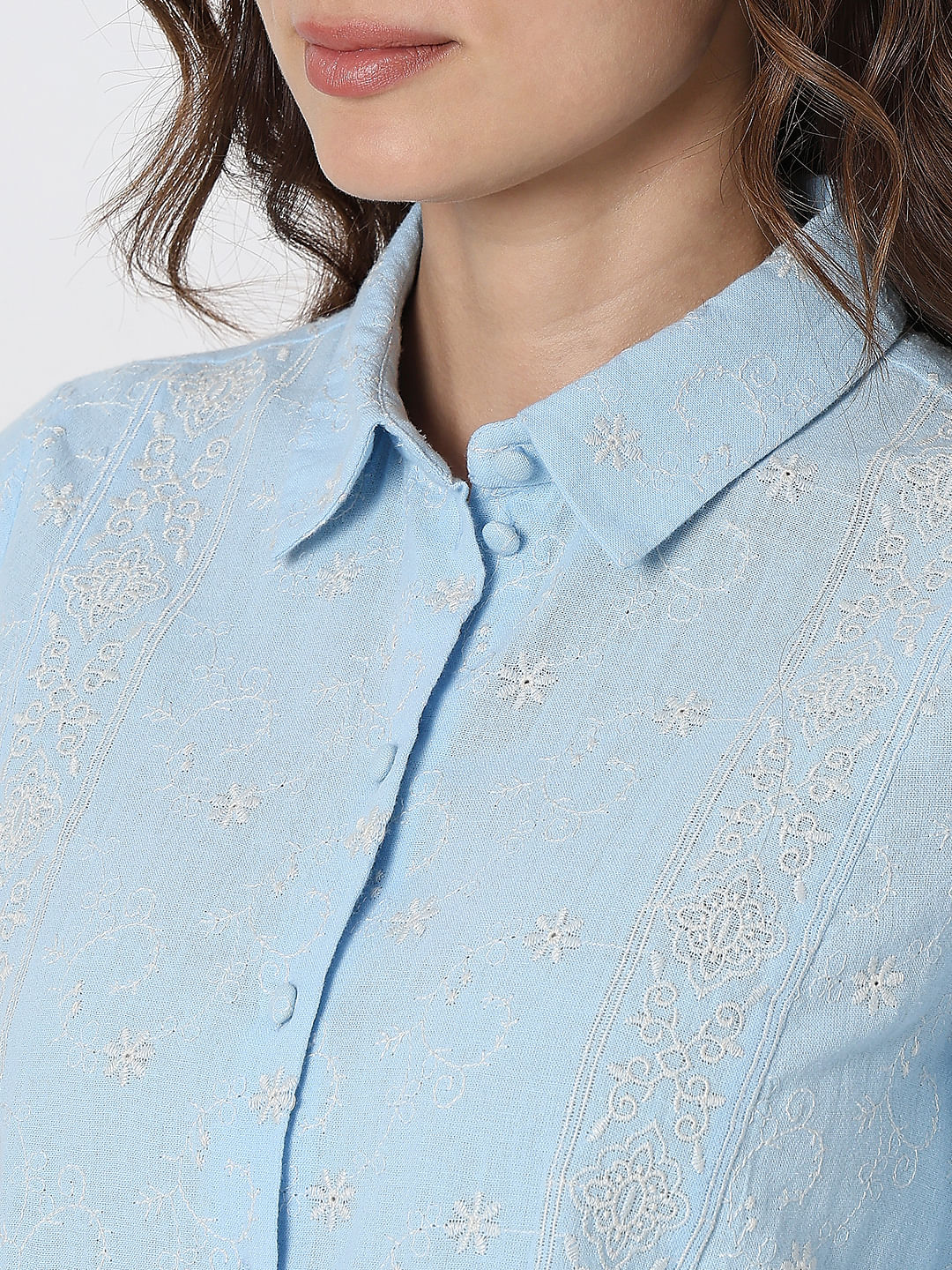 Light Blue Embroidered Shirt