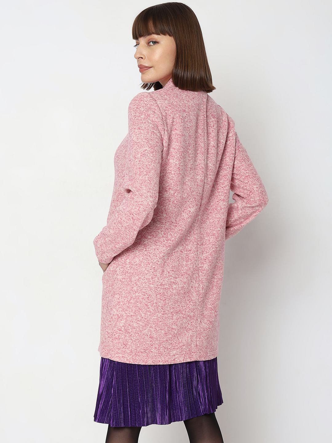 Pink Melange Long Coat