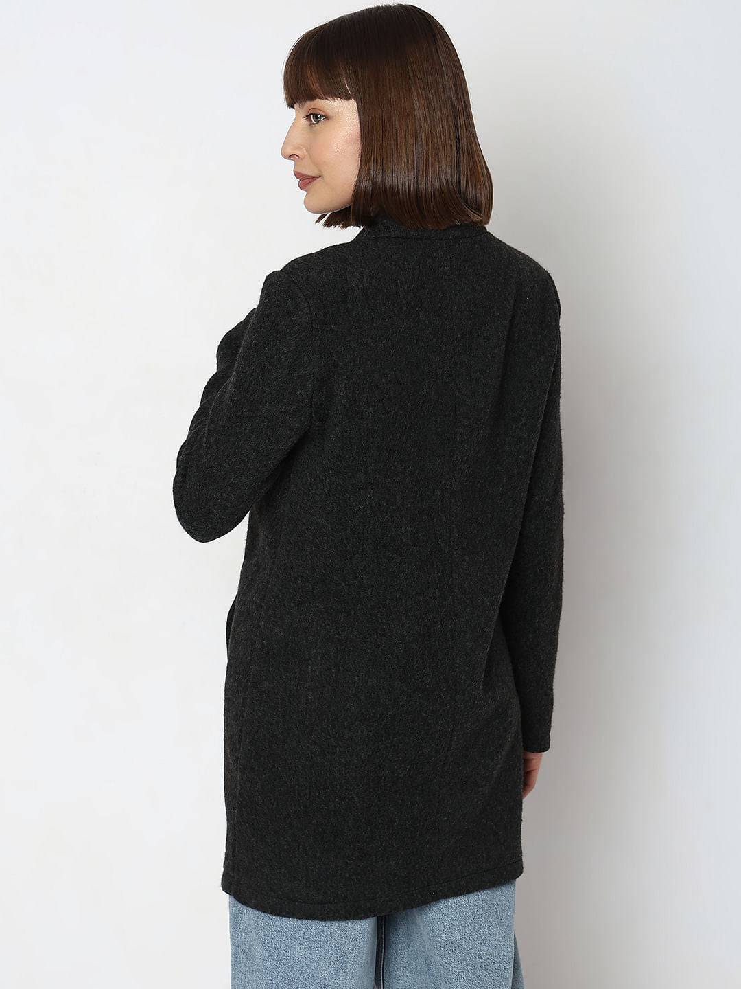 Dark Grey Melange Long Coat