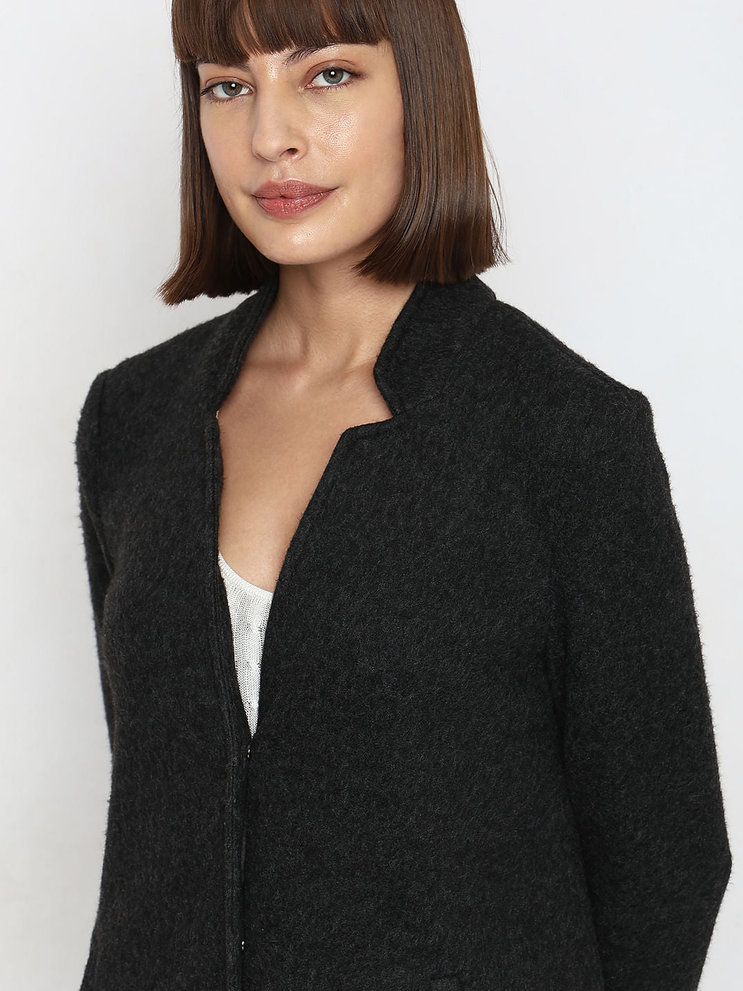 Dark Grey Melange Long Coat