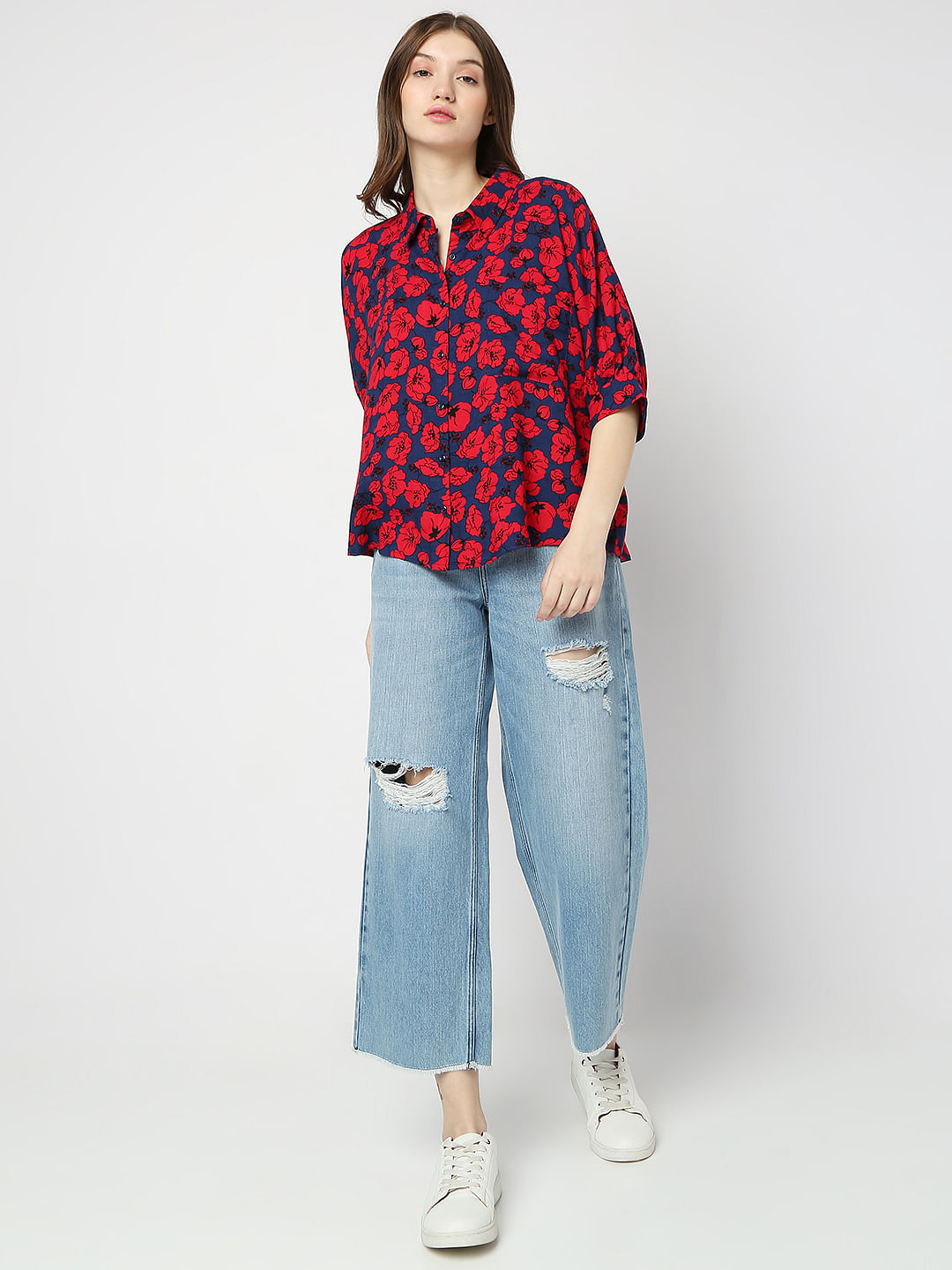 Red Floral Print Shirt