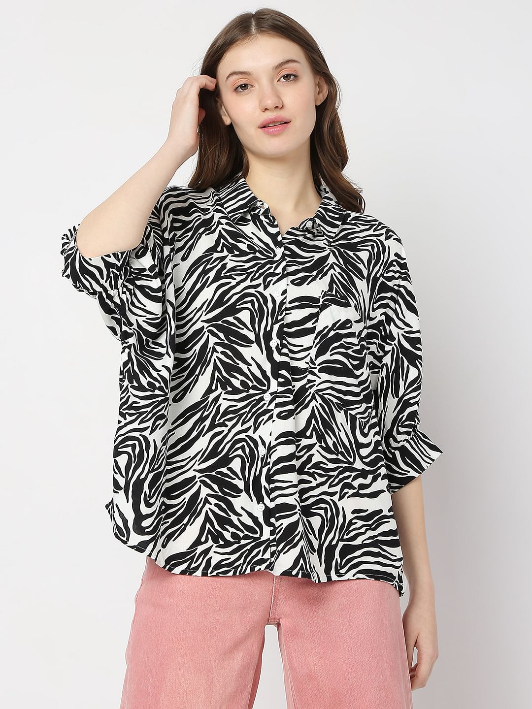 White Animal Print Shirt