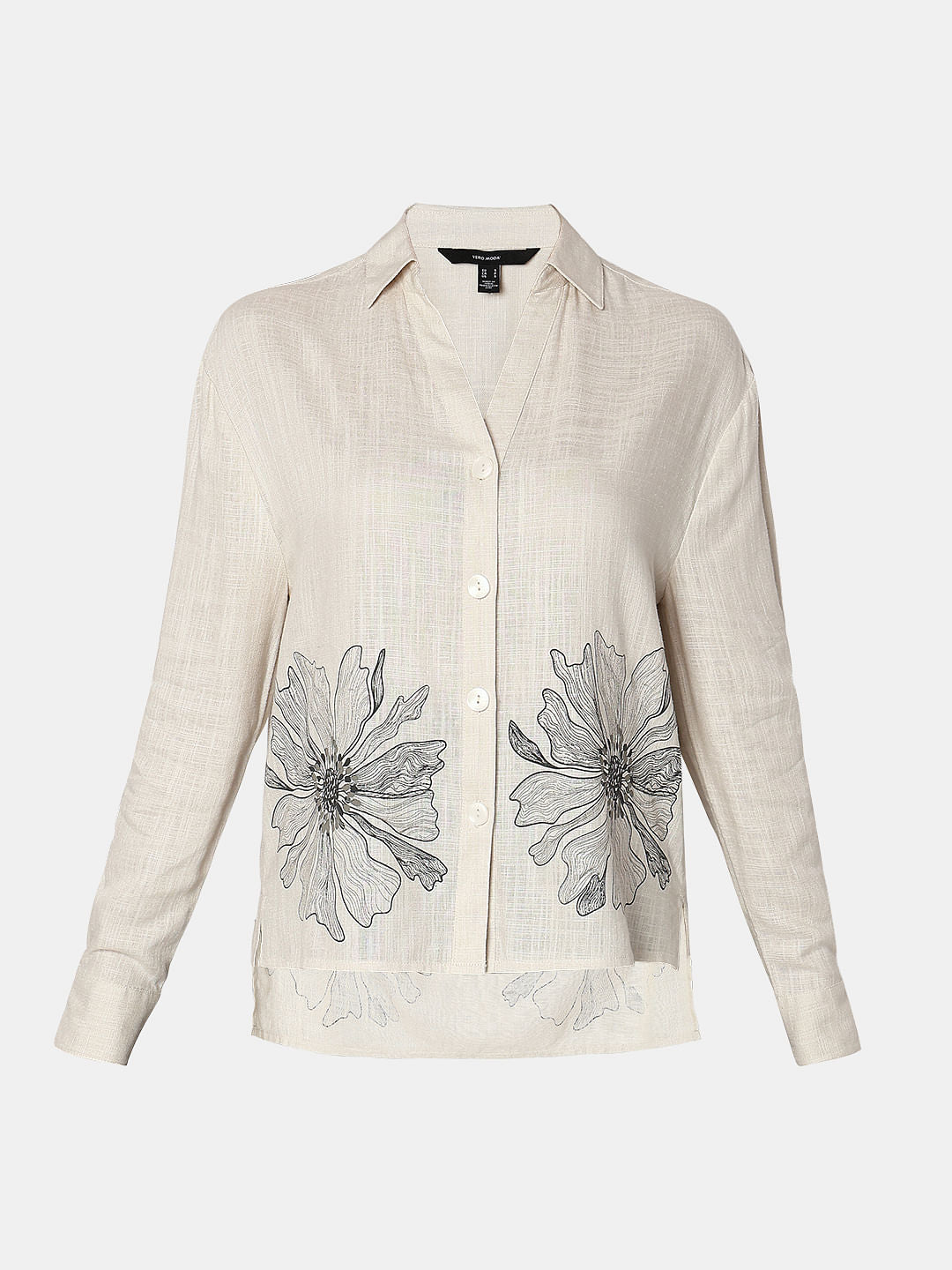 Off-White Floral Asymmetric Shirt
