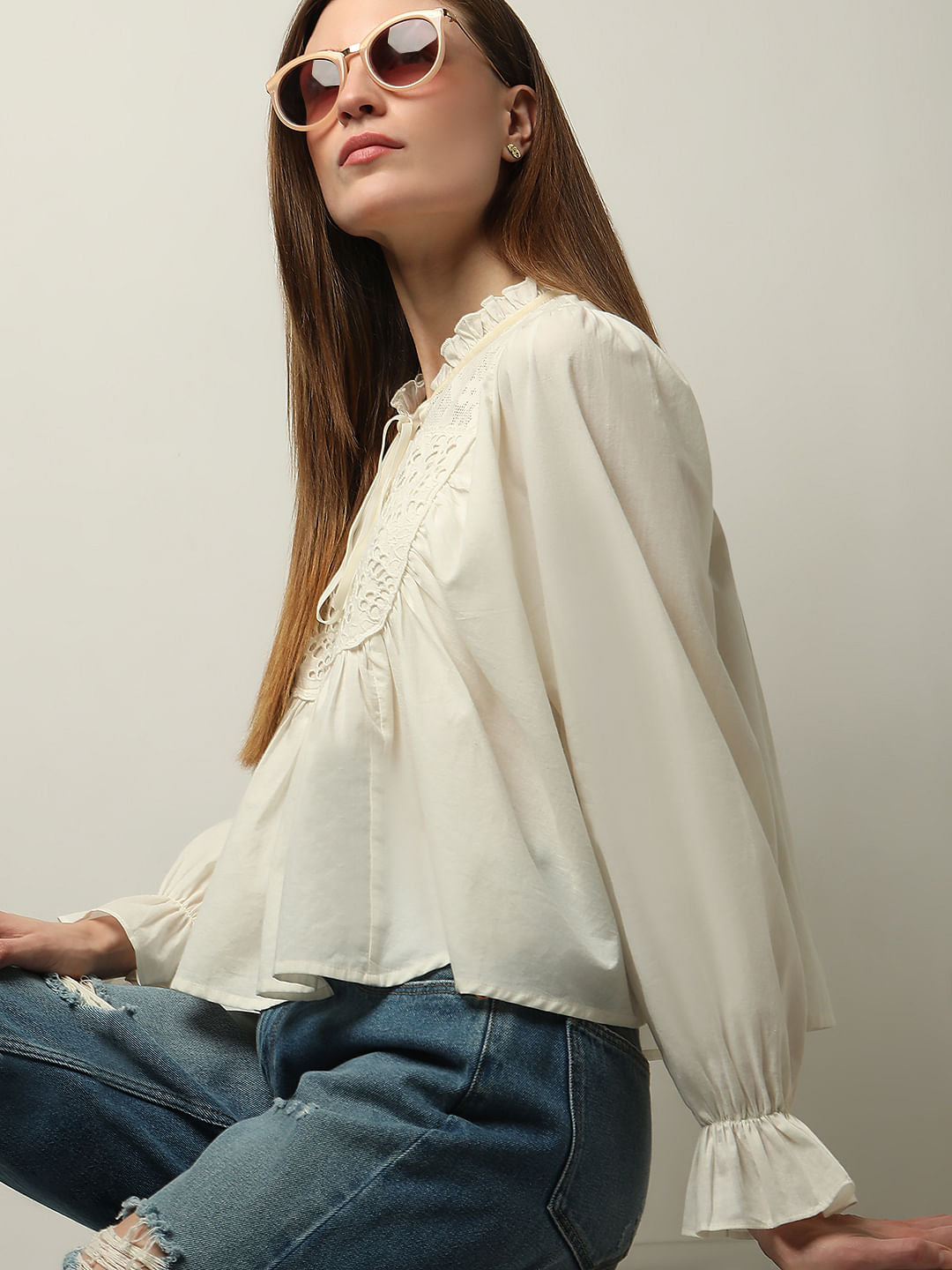 Off-White Schiffli Top