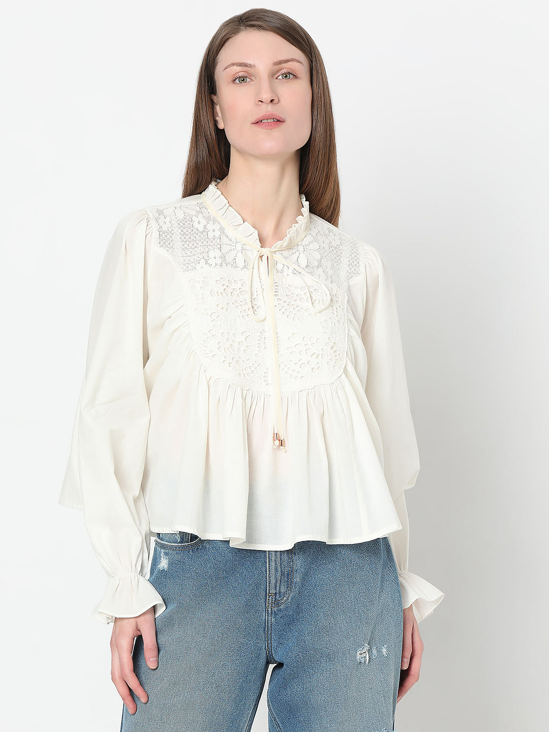Off-White Schiffli Top