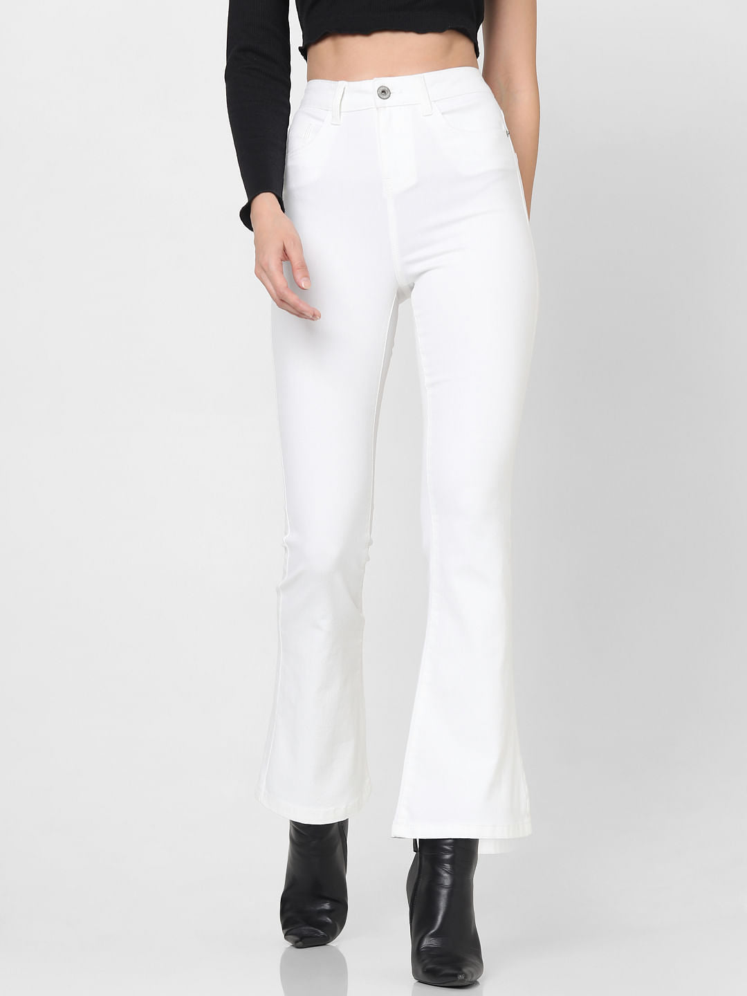White High Rise Petra Bootcut Jeans