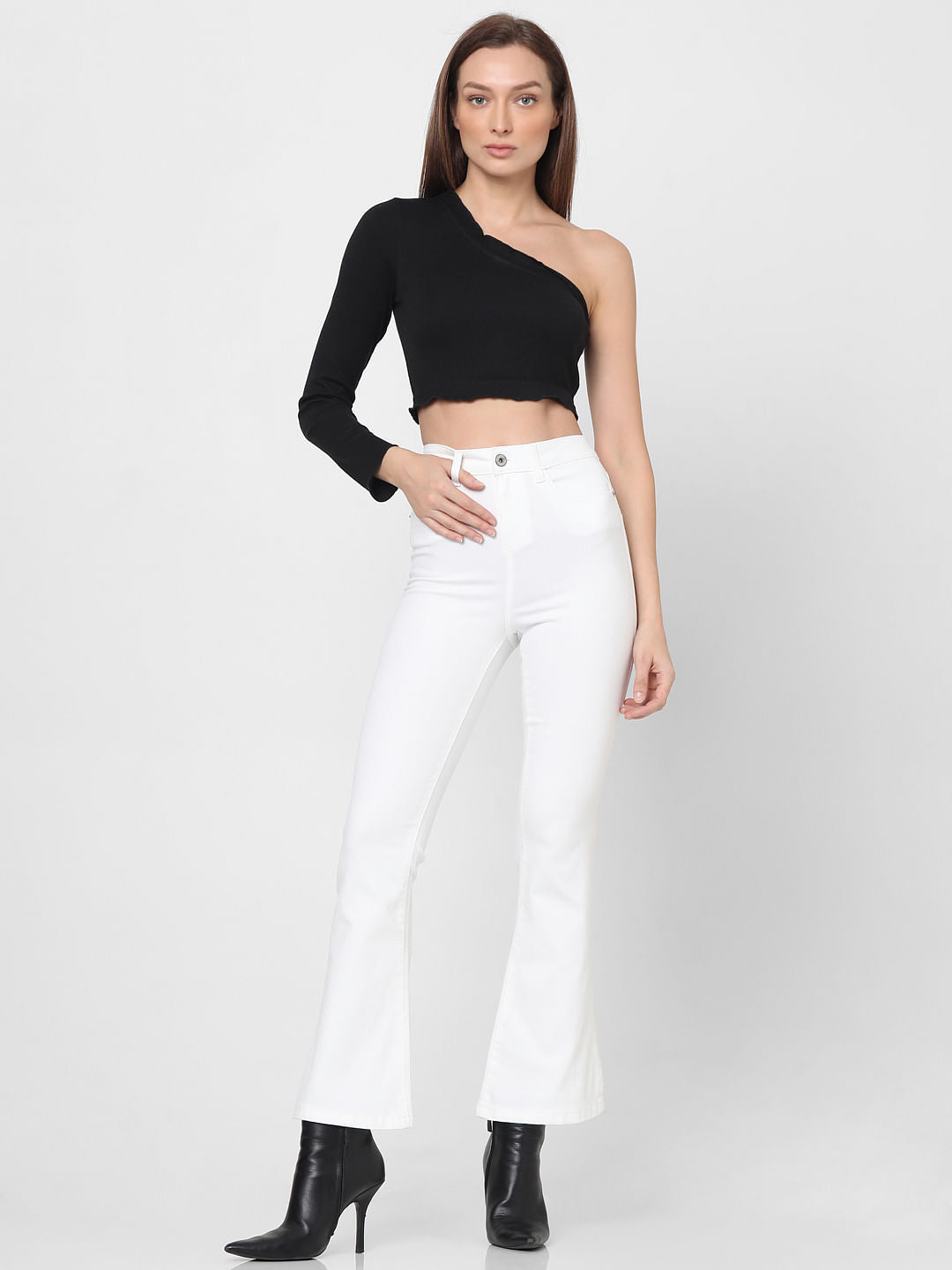 White High Rise Petra Bootcut Jeans