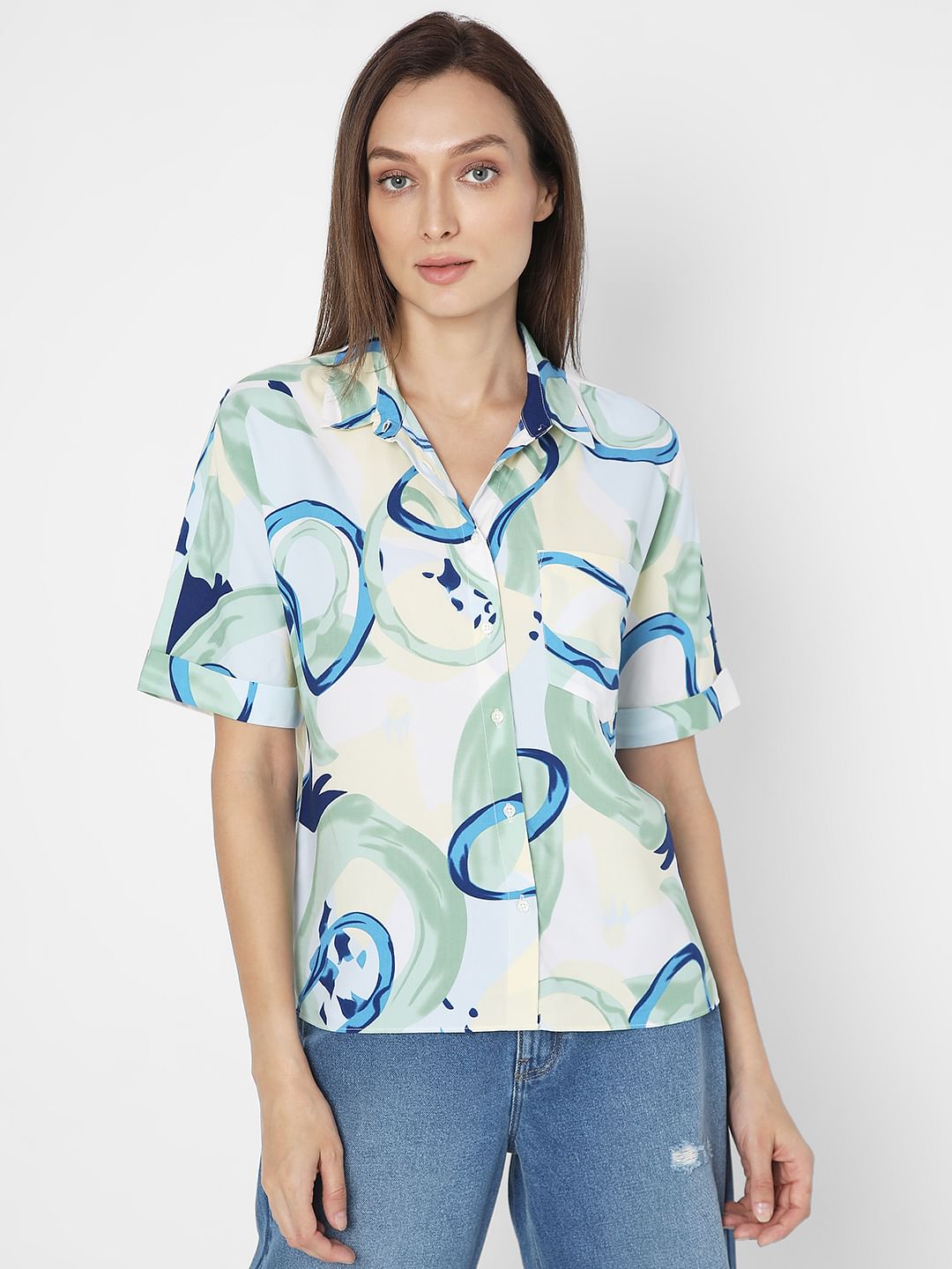 Blue Abstract Print Shirt
