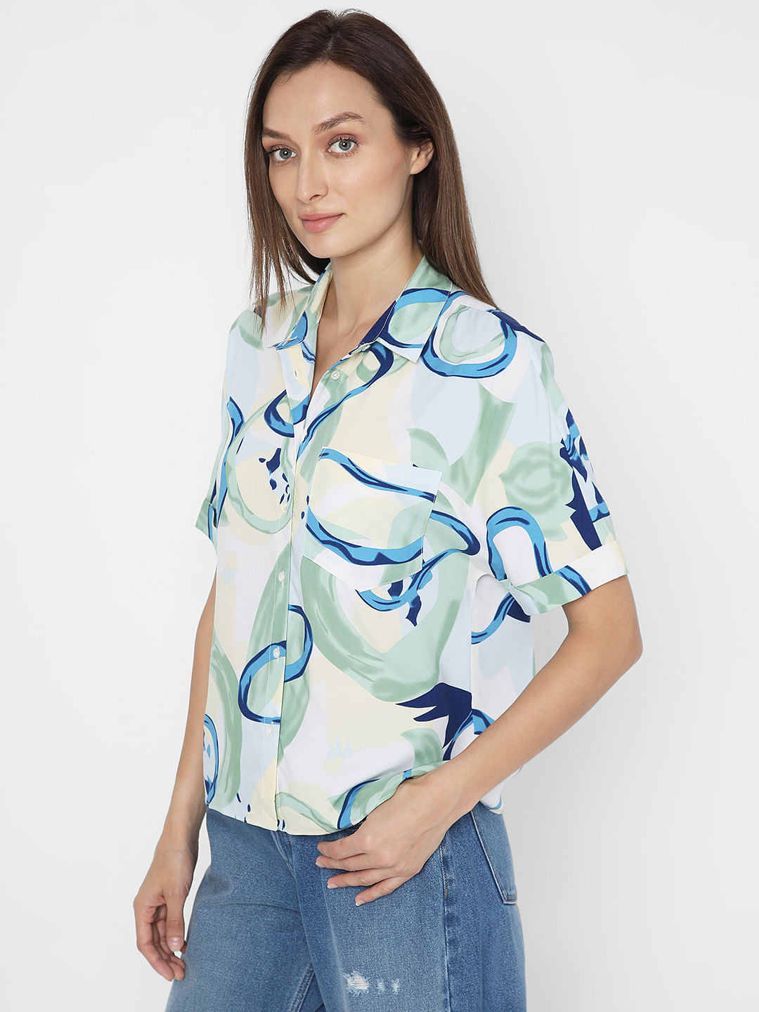 Blue Abstract Print Shirt