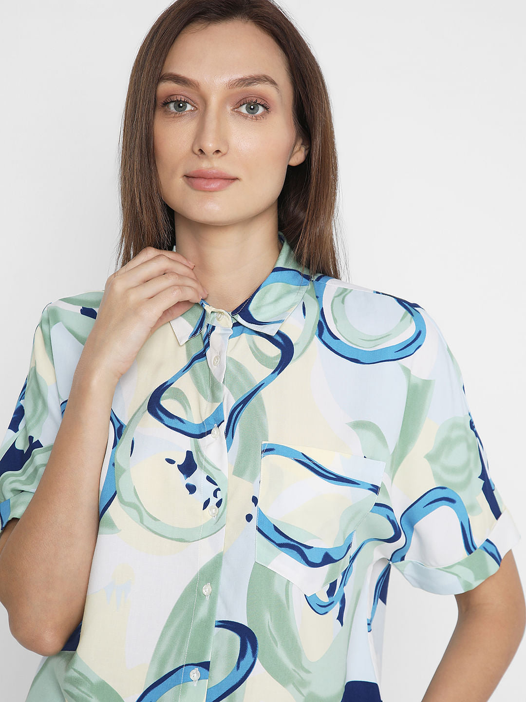 Blue Abstract Print Shirt