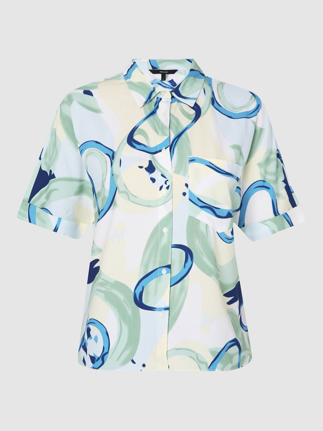 Blue Abstract Print Shirt
