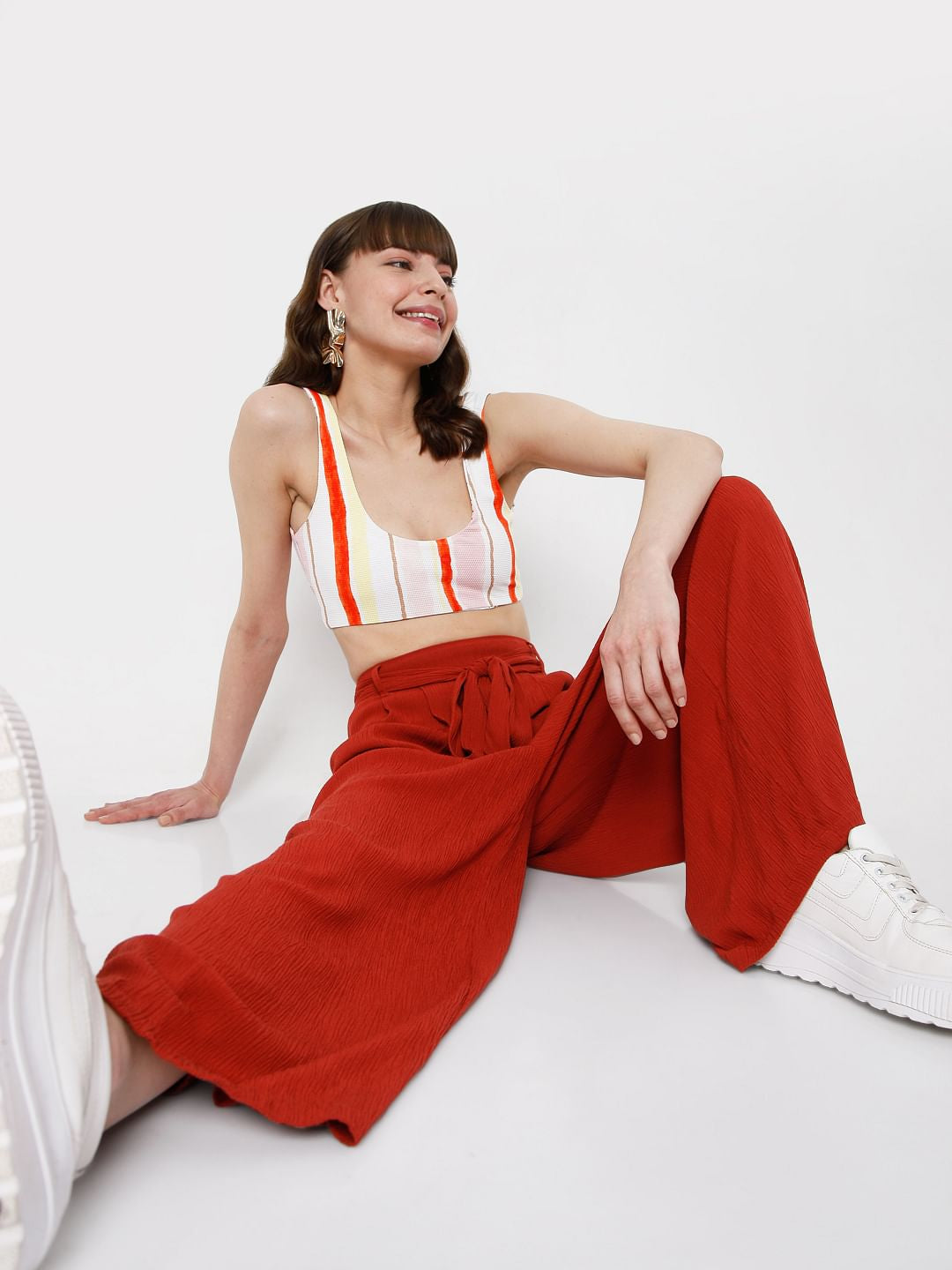 Brick Red Wide Leg Pants