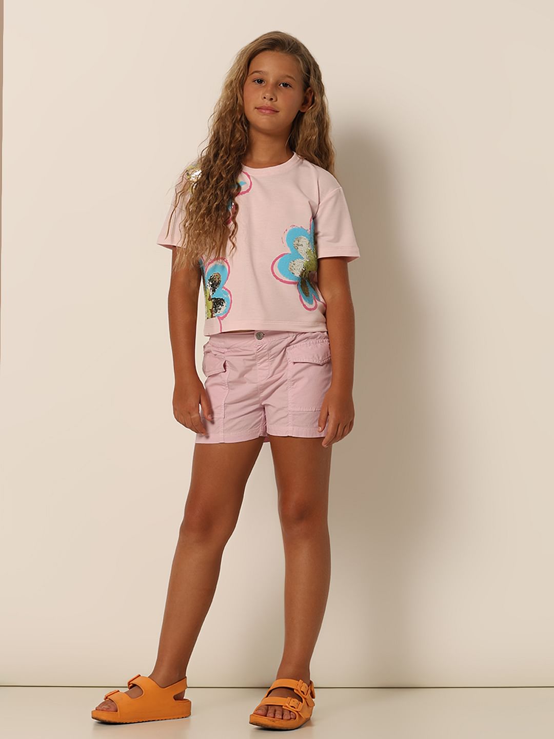 Girls Pink Sequin Detail T-Shirt