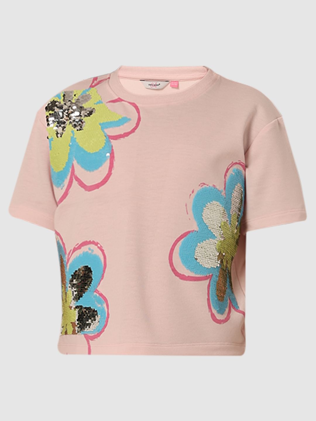Girls Pink Sequin Detail T-Shirt