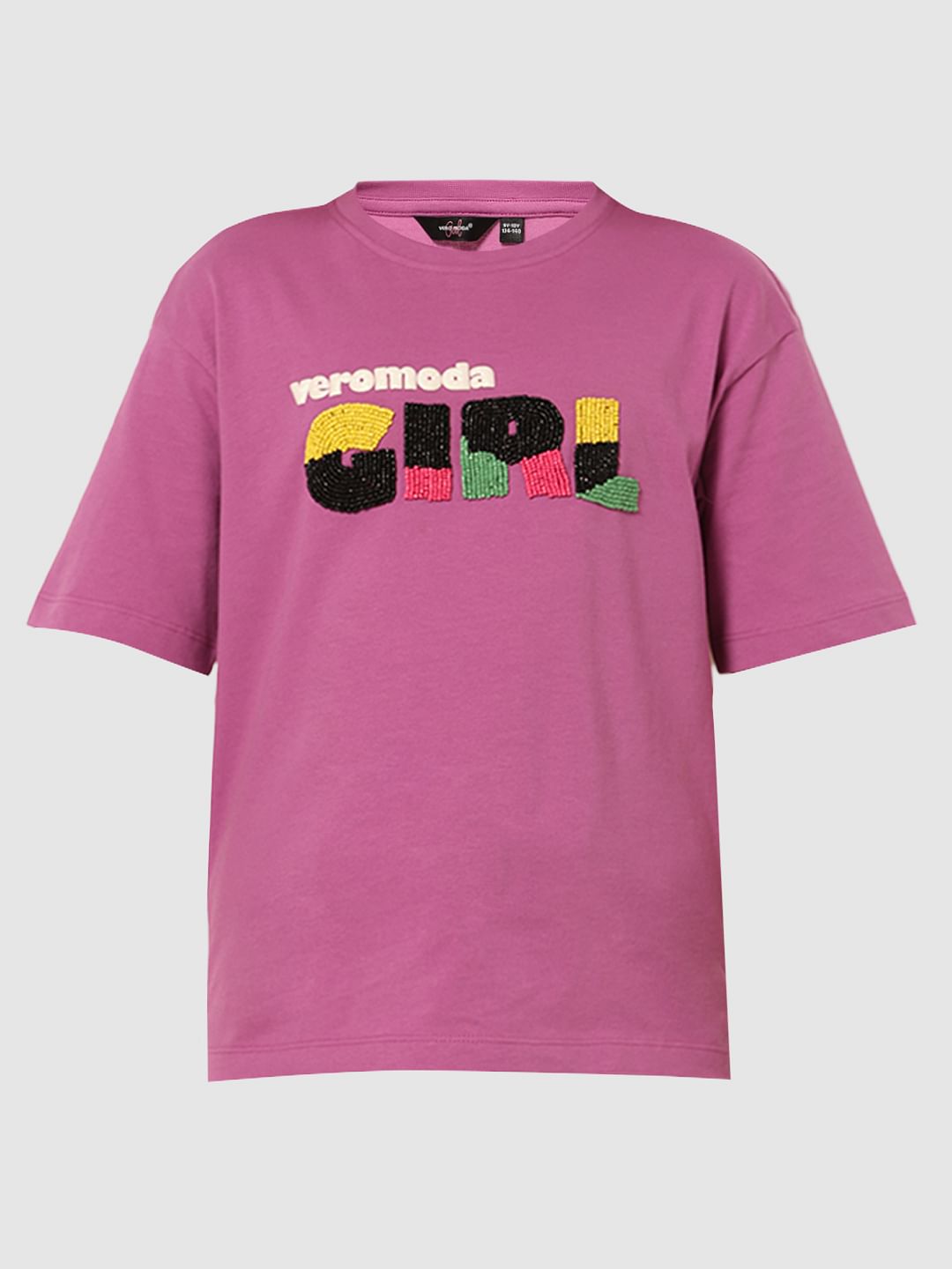 Girls Purple Bead Detail T-Shirt